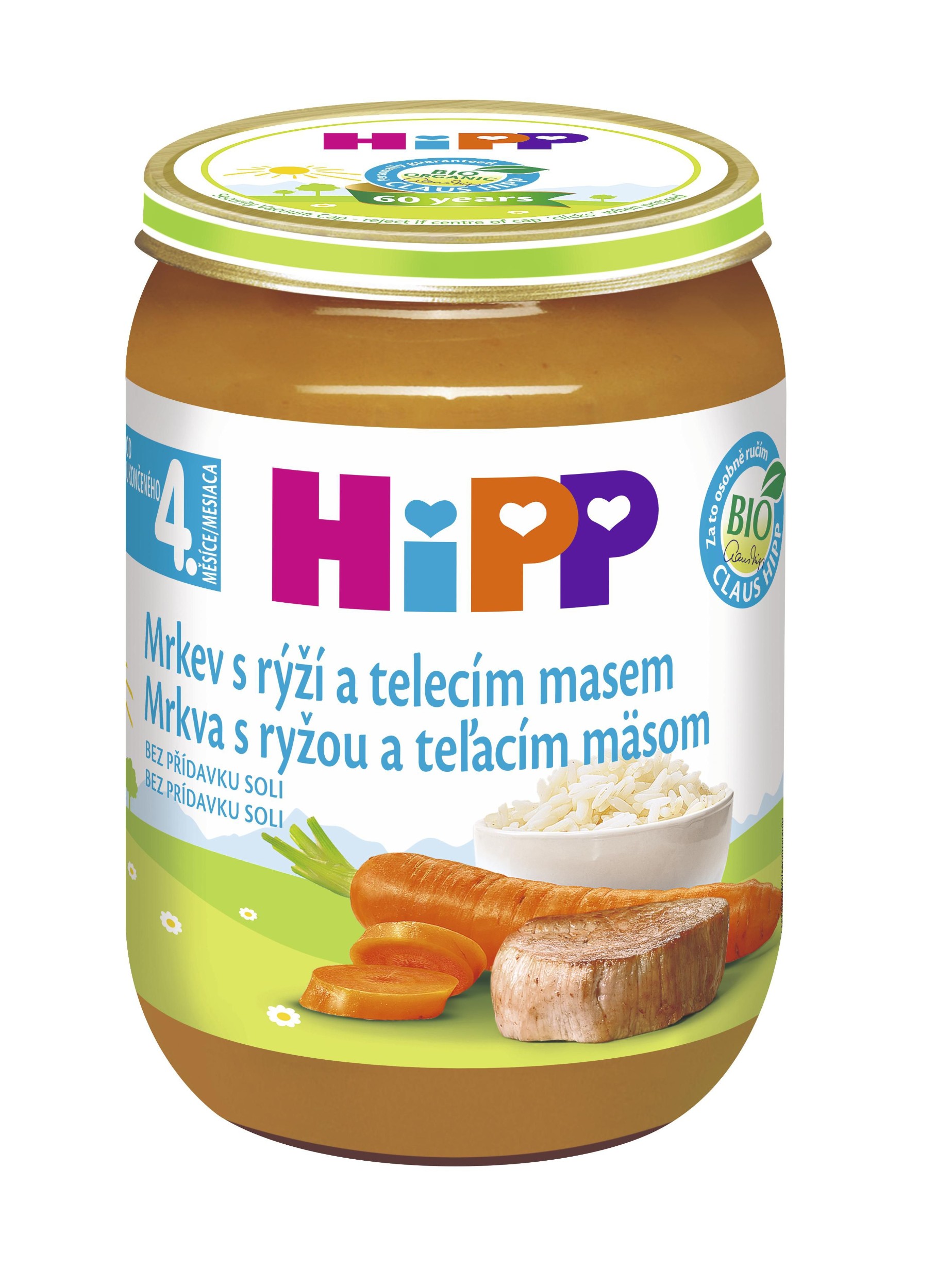 Zdravý svět - HiPP BIO Mrkev s rýží a telecím masem 190 g