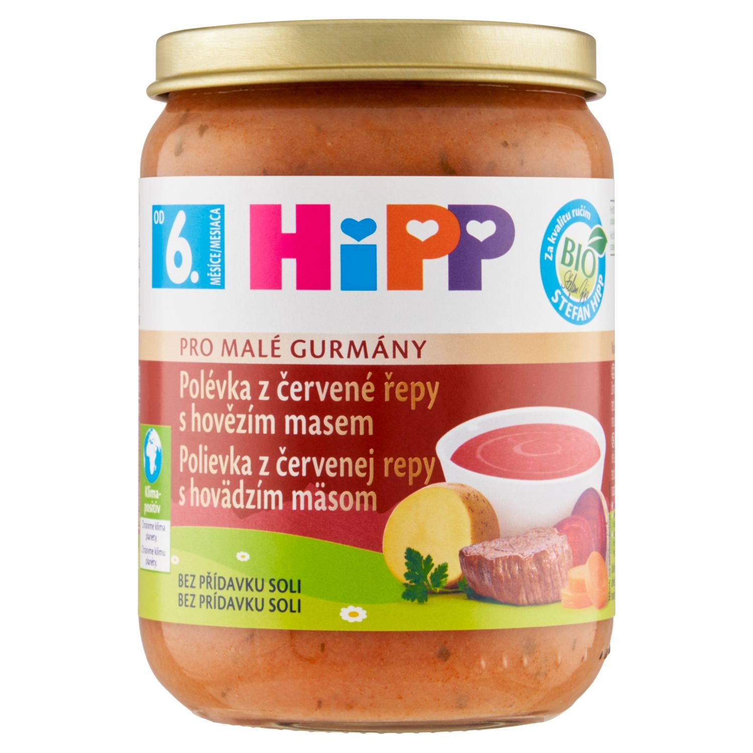 Zdravý svět - HiPP BIO Polévka z červené řepy s hovězím masem 5m +190g