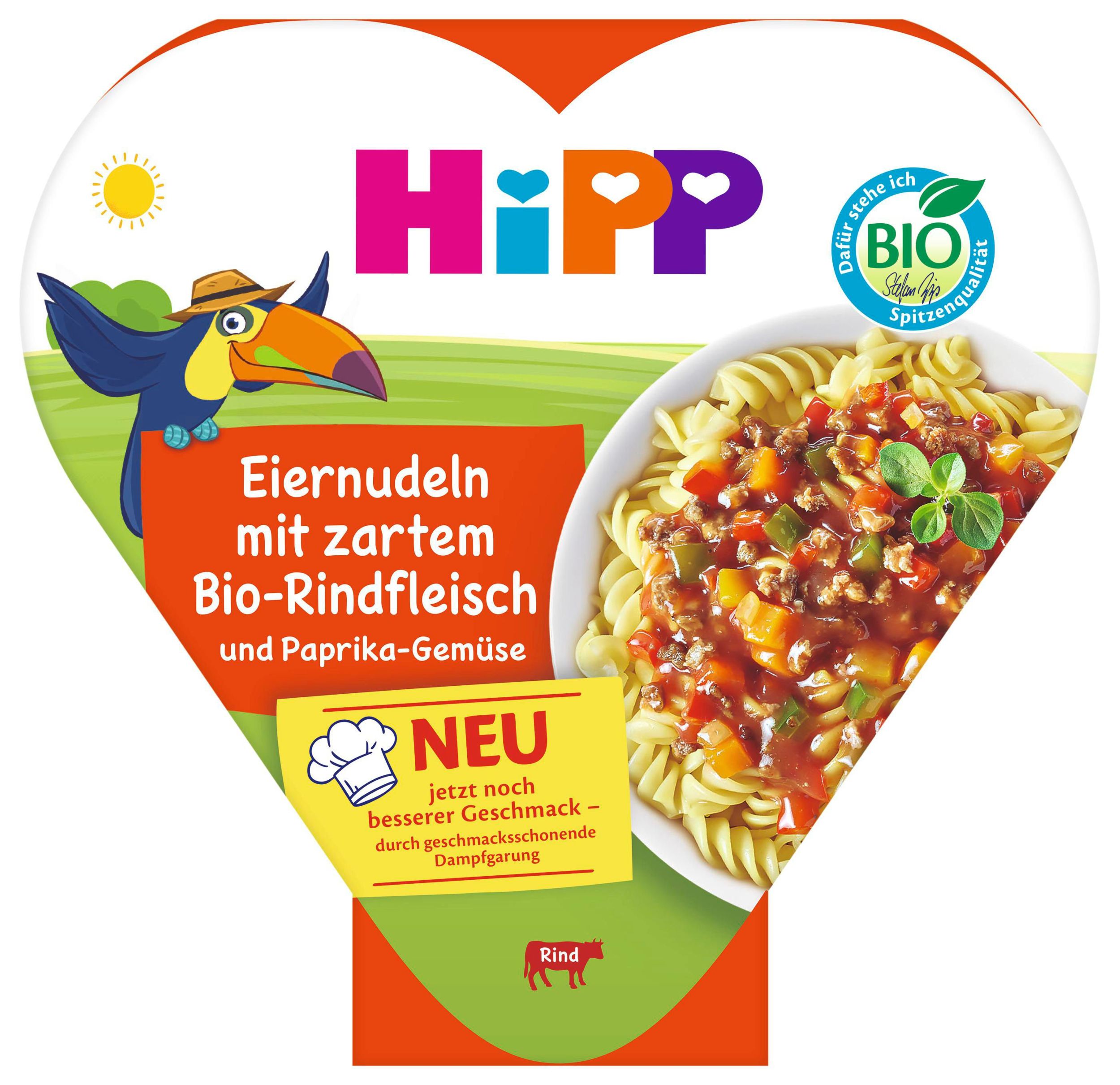 Zdravý svět - HiPP BIO Vaječné nudle se zeleninou a paprikou a jemným hovězím masem 250 g