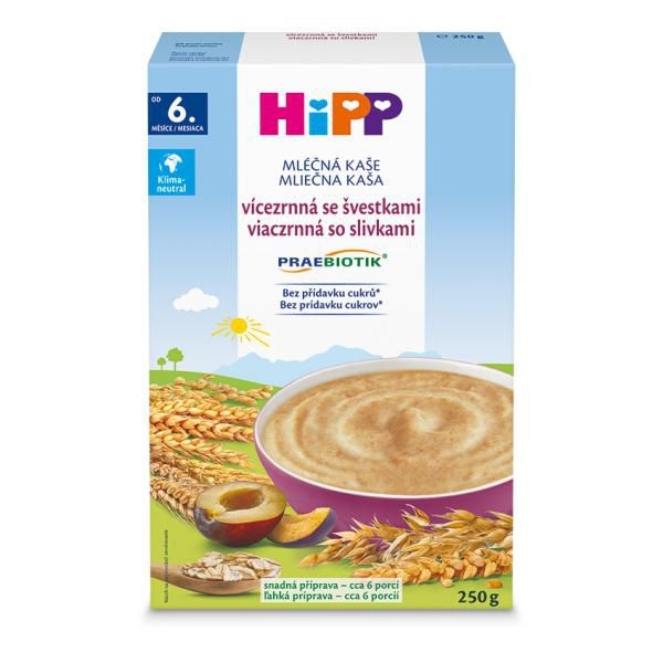 Zdravý svět - HiPP Mléčná kaše PRAEBIOTIK vícezrnná se švestkami 6m+ 250g