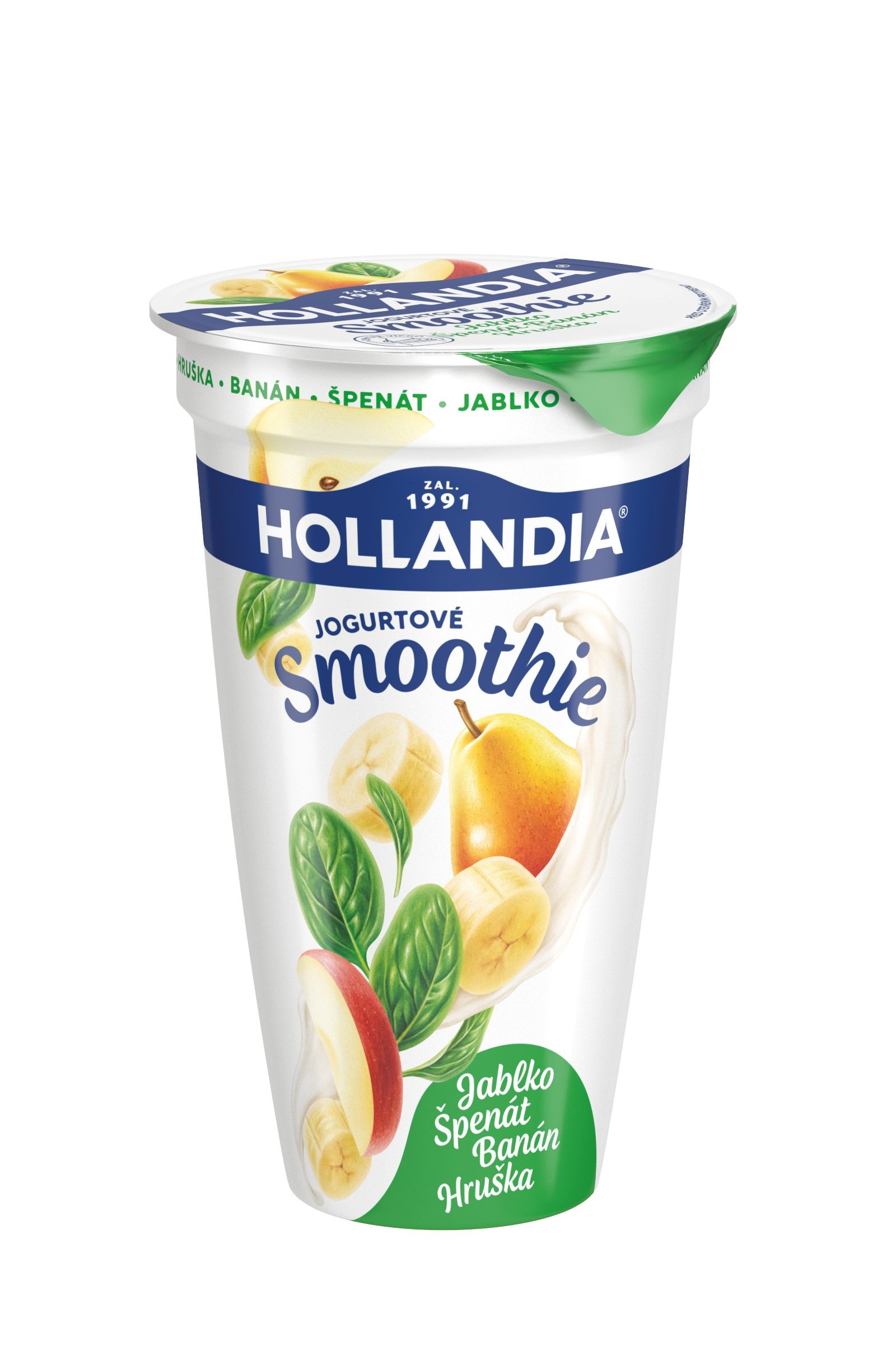 Mléčné a chlazené - Hollandia Jogurtové Smoothie jablko, banán, špenát, hruška 230g