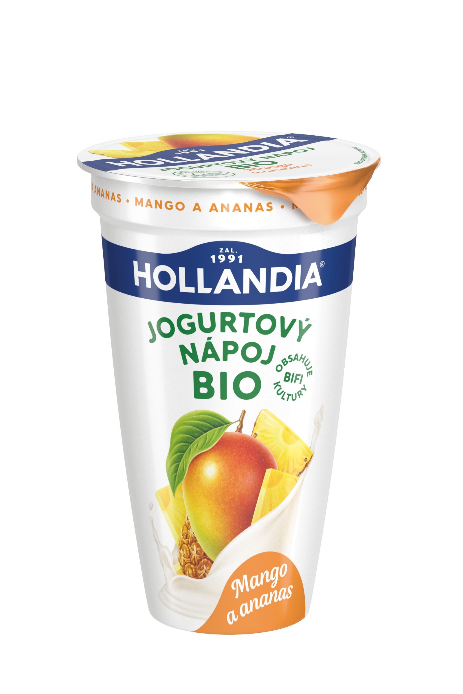 Mléčné a chlazené - HOLLANDIA Jogurtový nápoj BIO, Mango Ananas 230g