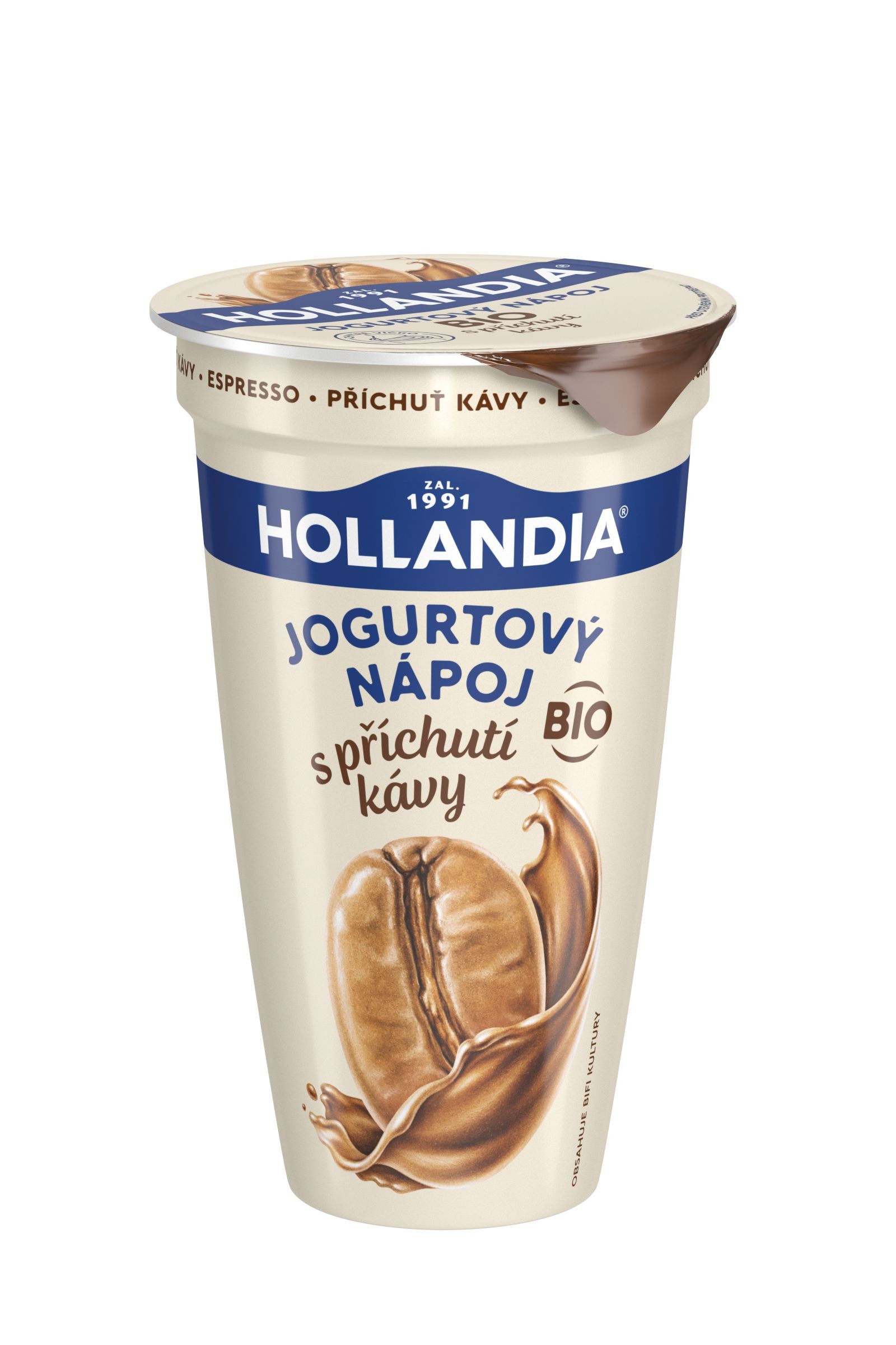 Mléčné a chlazené - HOLLANDIA Jogurtový nápoj BIO s příchutí kávy 230g