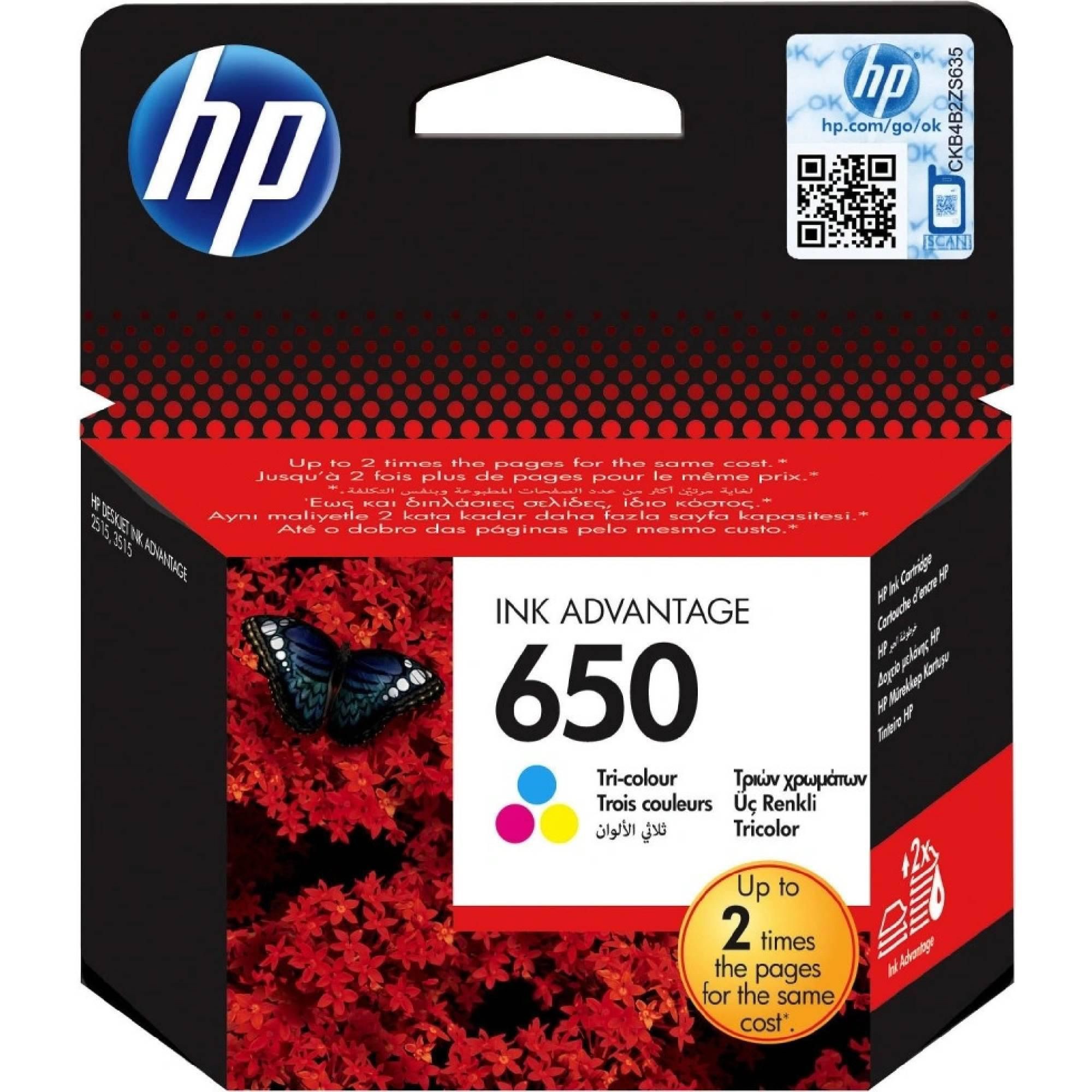 HP 650 Tri-colour Ink Cartridge