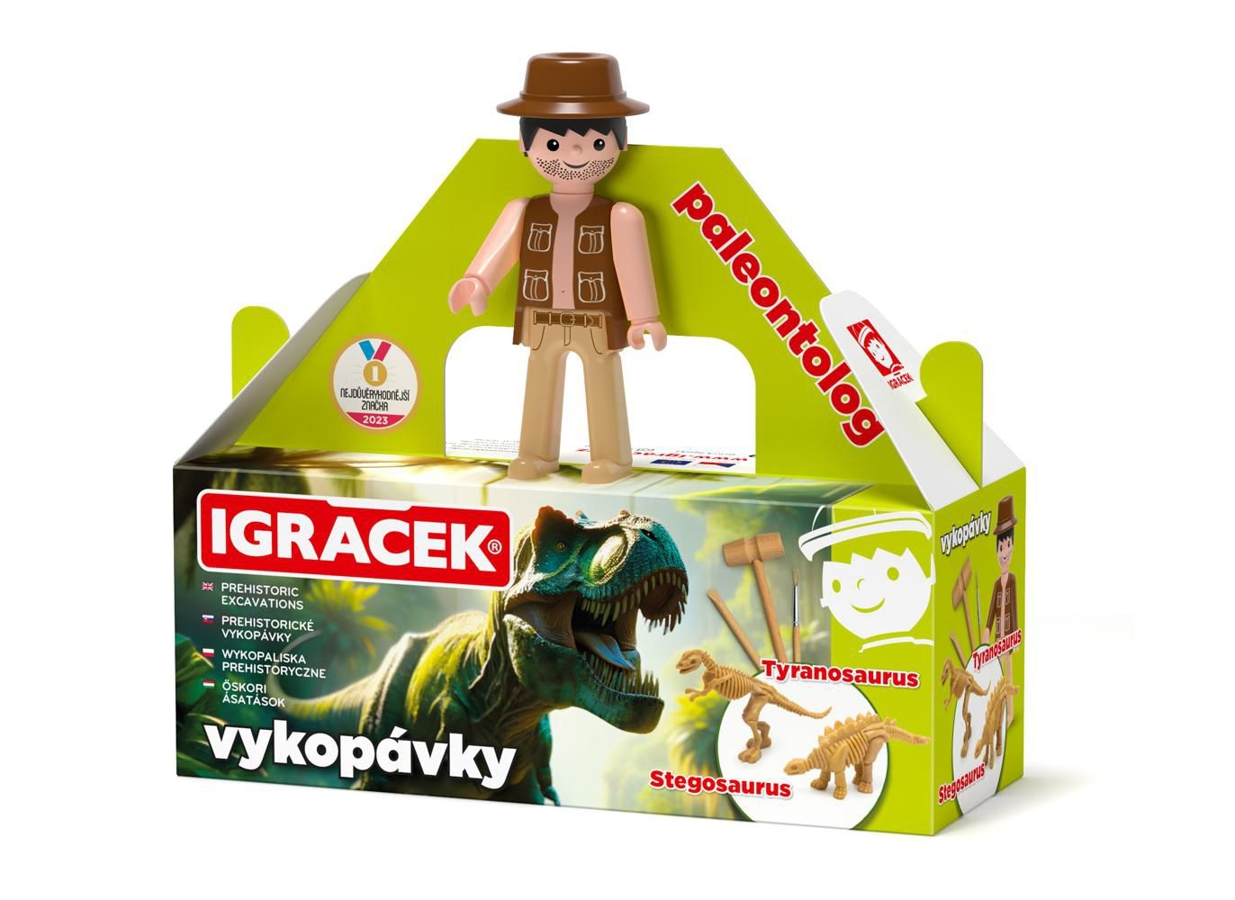 Svět dětí - Igráček Paleontolog - figurka s vykopávkami dinosaurů Tyranosaura a Stegosaura