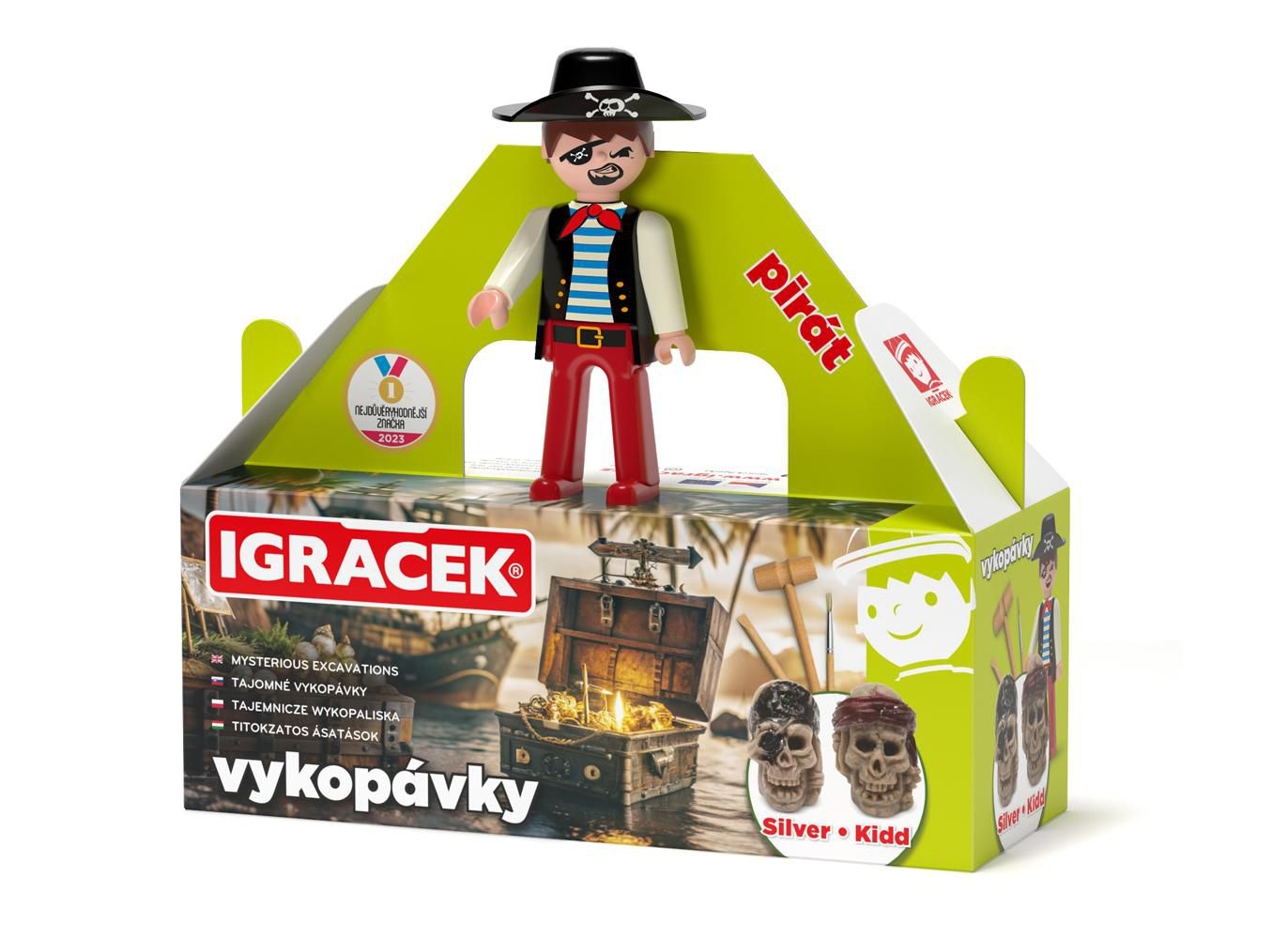 Svět dětí - Igráček Pirát - figurka s vykopávkami lebek Silvera a Kidda