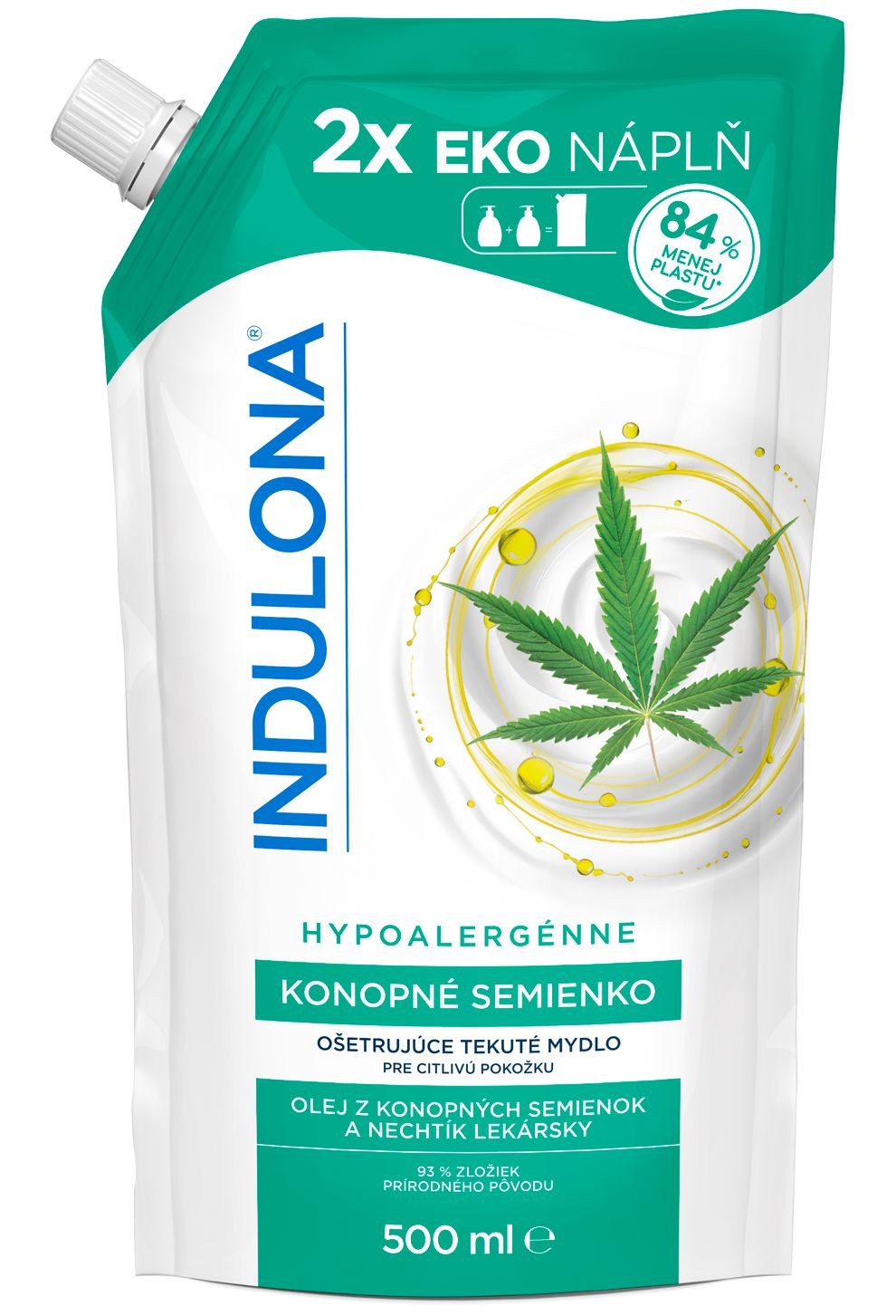 Drogerie a kosmetika - Indulona tekuté mýdlo náhradní náplň Konopné semínko 500ml