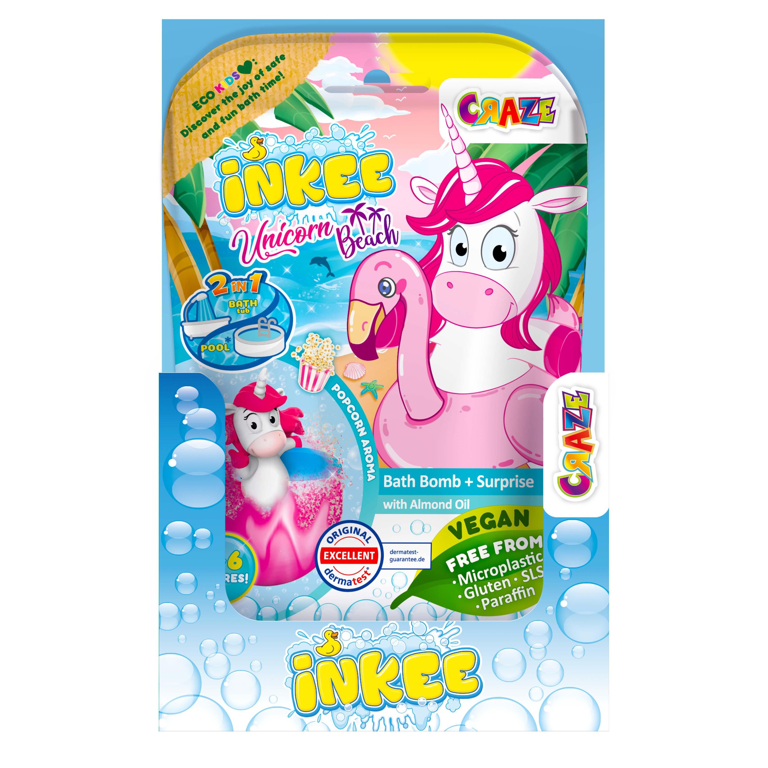 Svět dětí - INKEE Koupelová bomba s překvapením Unicorn Beach 100g