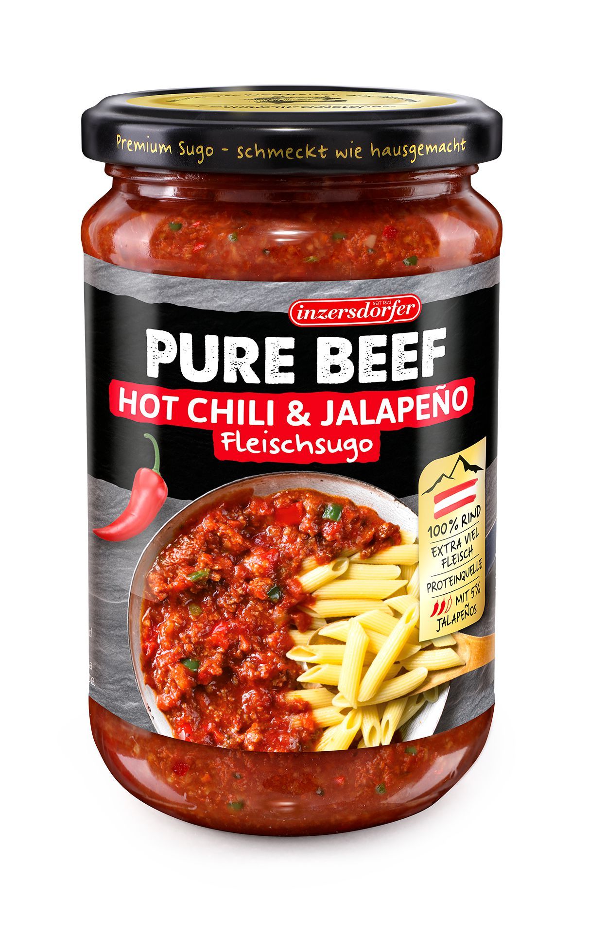 Trvanlivé potraviny - Inzersdorfer Pure beef sugo hot chilli & jalapeno 400g