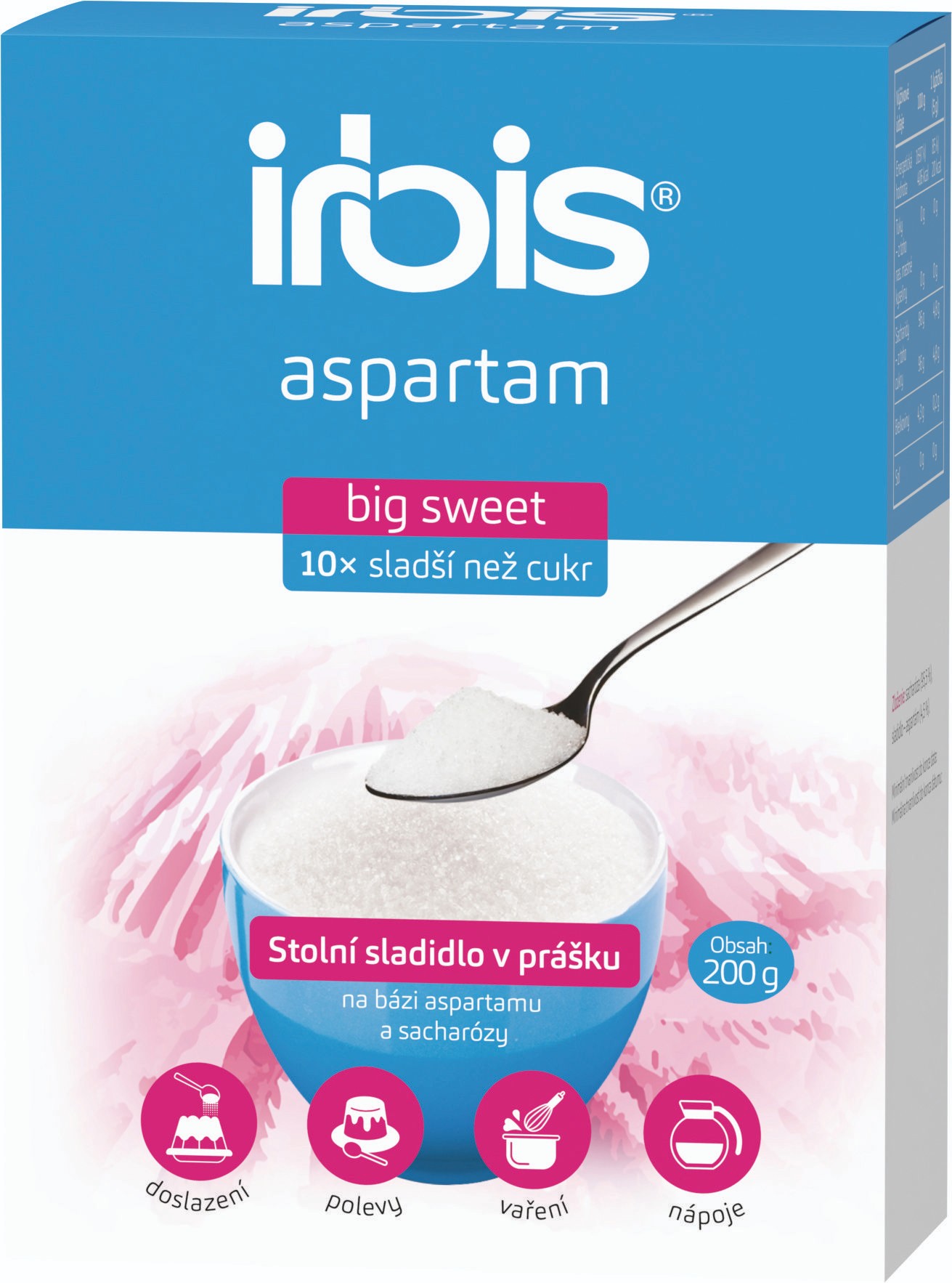 Trvanlivé potraviny - Irbis Aspartam Big sweet sypké sladidlo 200 g