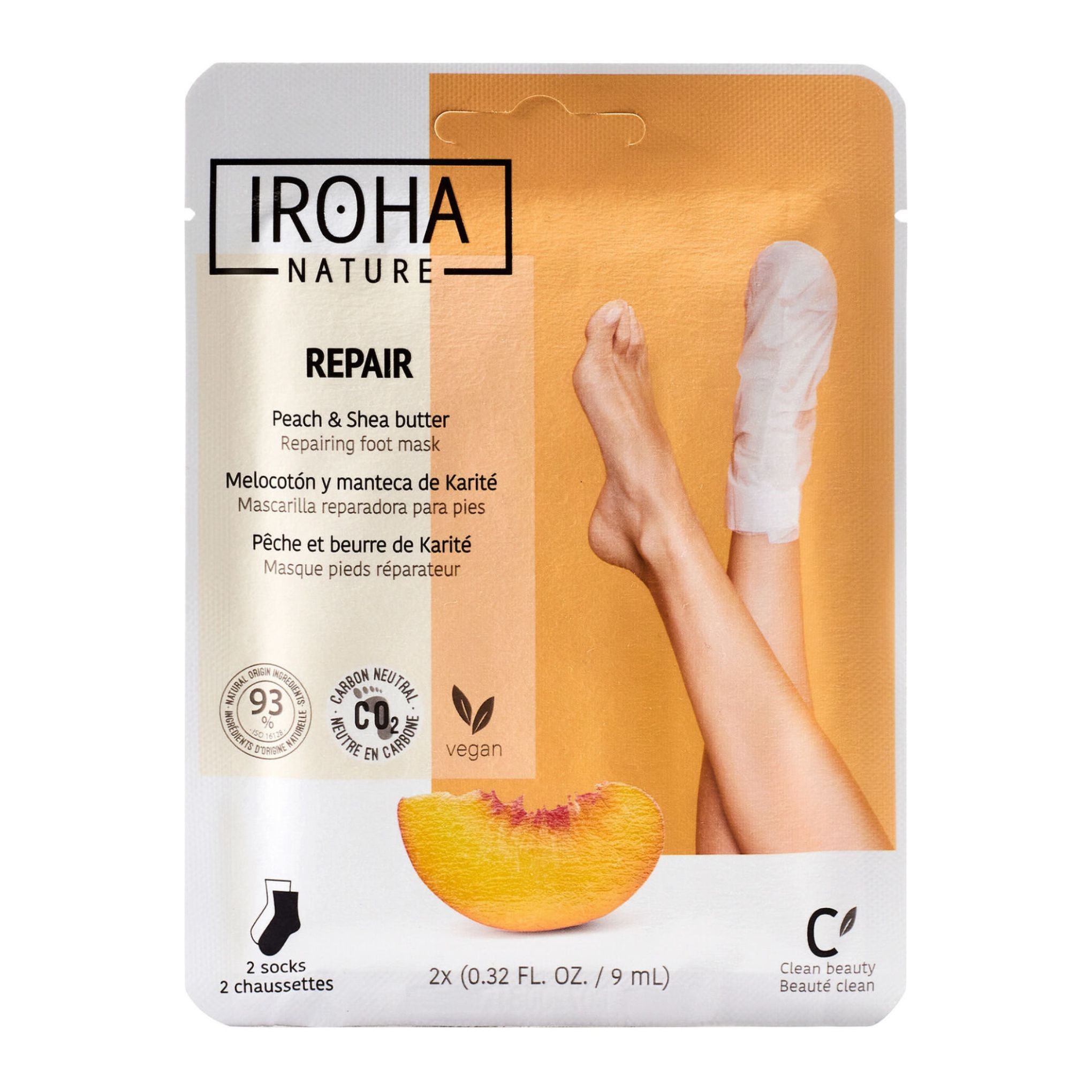 Drogerie a kosmetika - Iroha Nature maska na nohy Peach and shea butter 2x9ml