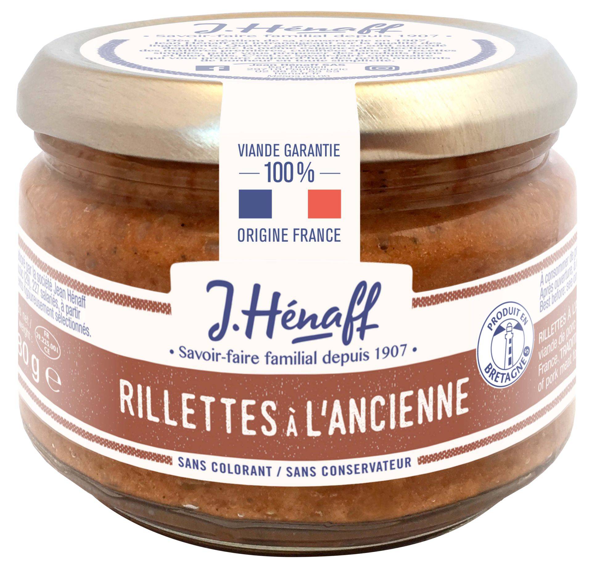 Trvanlivé potraviny - J. Hénaff Traditional pork rillettes, Tradiční vepřová pomazánka 180g