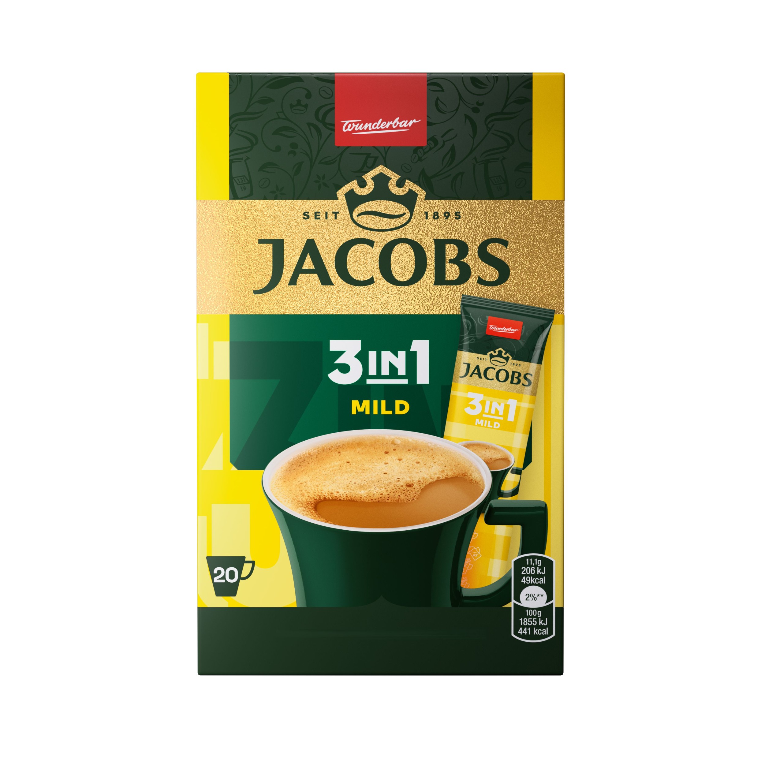Nápoje - Jacobs 3v1 Mild 20ks 222g