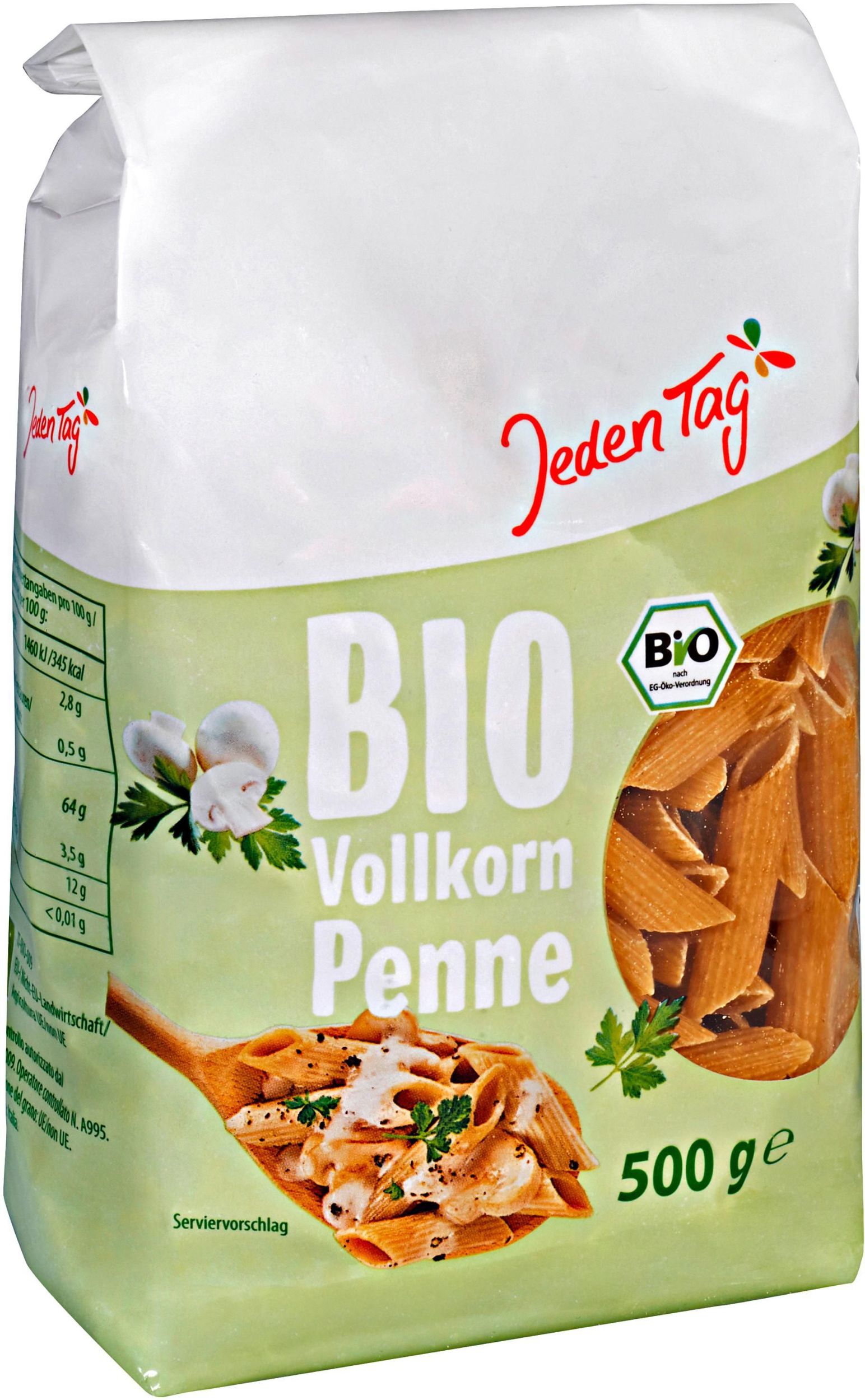 Trvanlivé potraviny - Jeden Tag Bio penne celozrnné 500g
