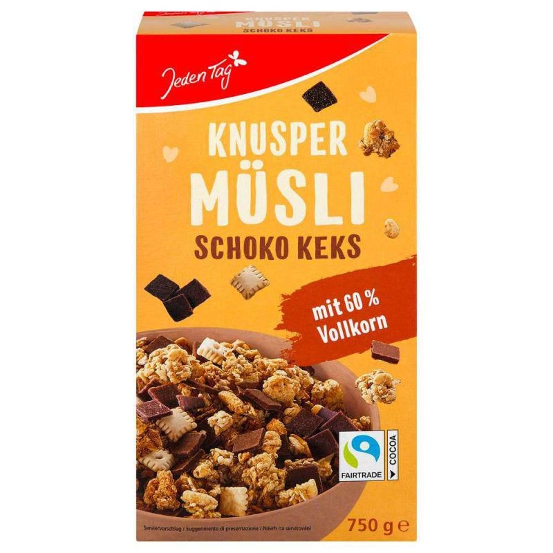 Trvanlivé potraviny - Jeden Tag křupavé čoko-müsli se sušenkami 750g