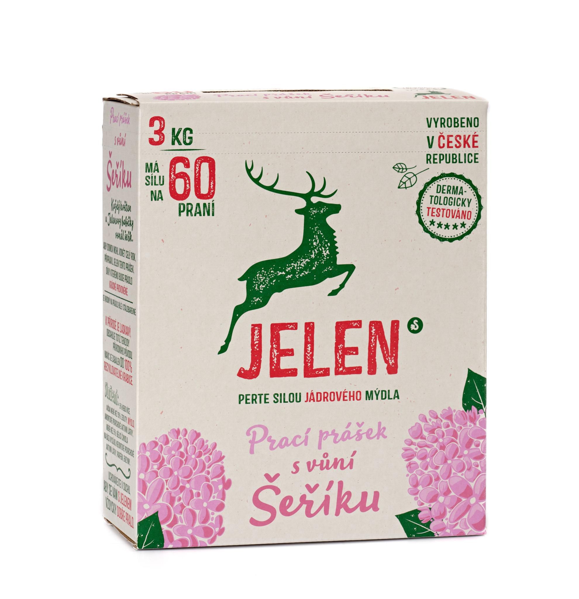 Drogerie a kosmetika - Jelen mýdlový prášek Šeřík 3 kg 60 dávek
