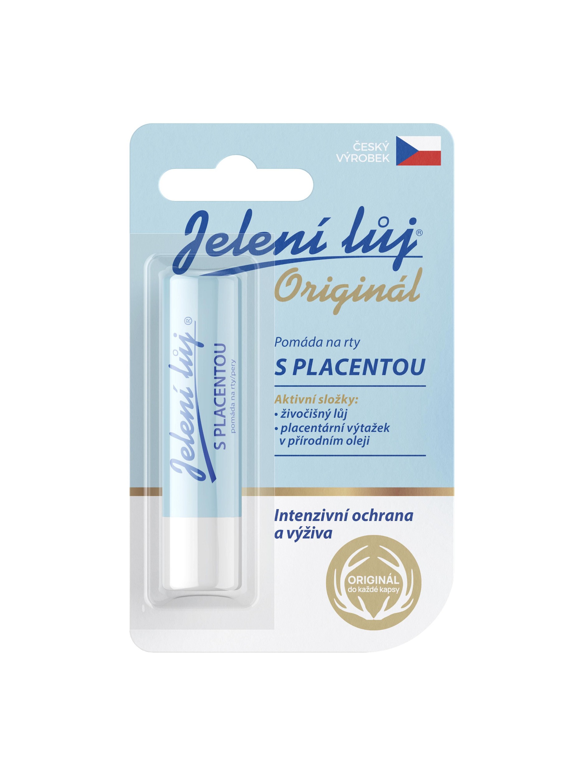 Drogerie a kosmetika - Jelení lůj originál pomáda na rty s placentou 4,5 g
