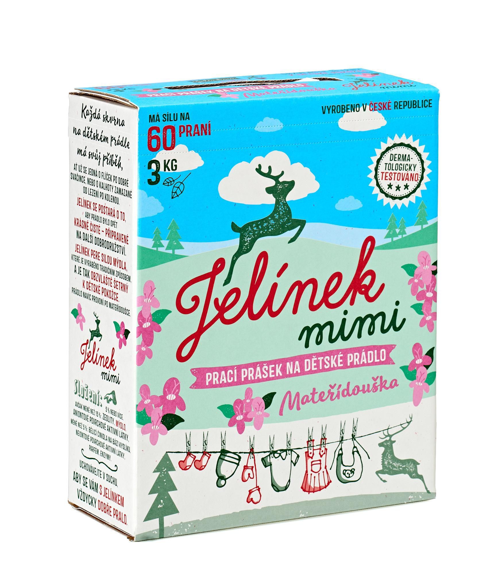 Jelínek Mimi Prací prášek na dětské prádlo mateřídouška 3kg, 60 praní-2