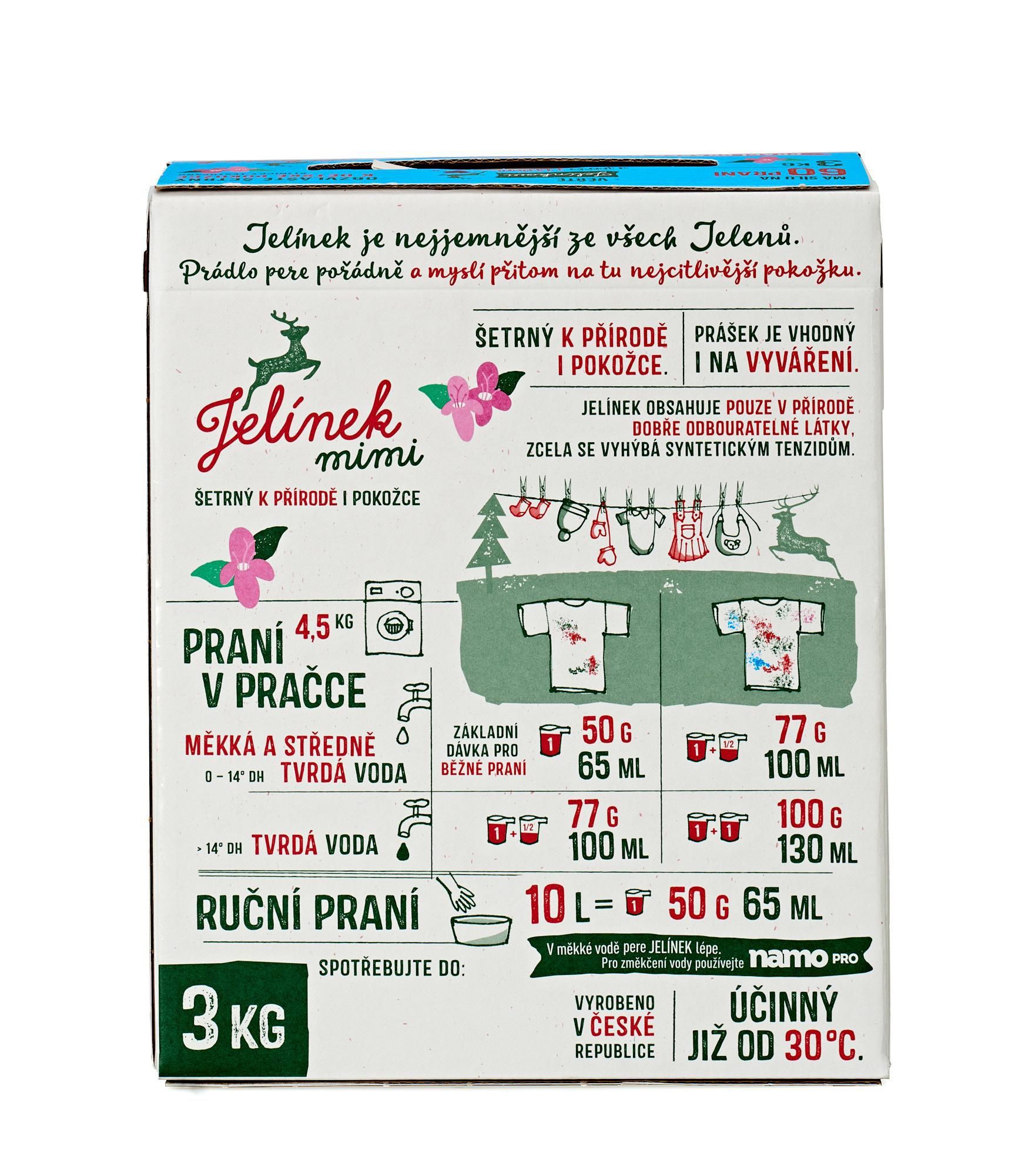 Jelínek Mimi Prací prášek na dětské prádlo mateřídouška 3kg, 60 praní-1