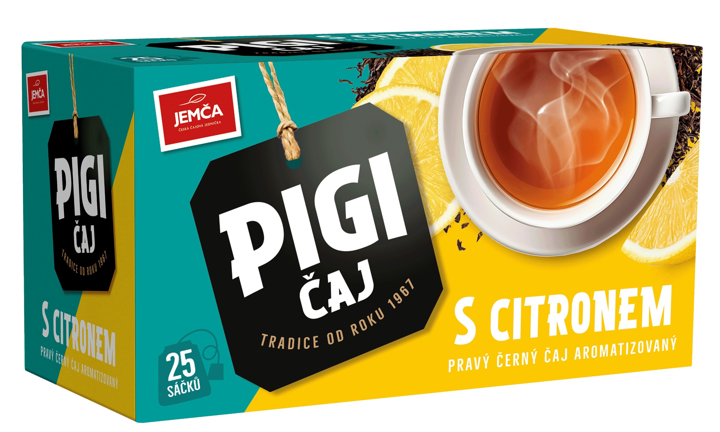 Nápoje - Jemča Pigi Černý čaj s citronem porcovaný 25x1,5 g