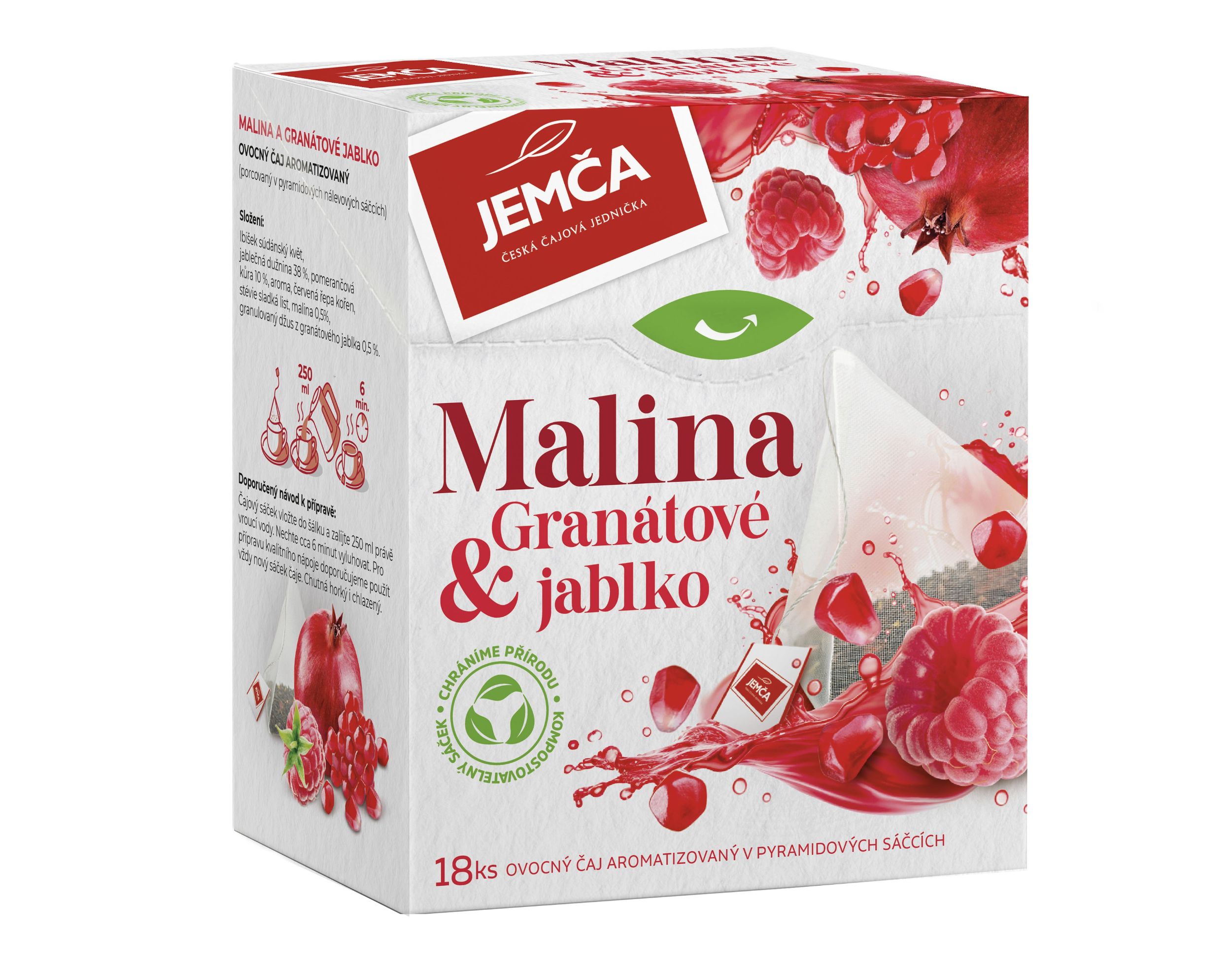 Nápoje - Jemča pyramida Malina a granátové jablko 36g