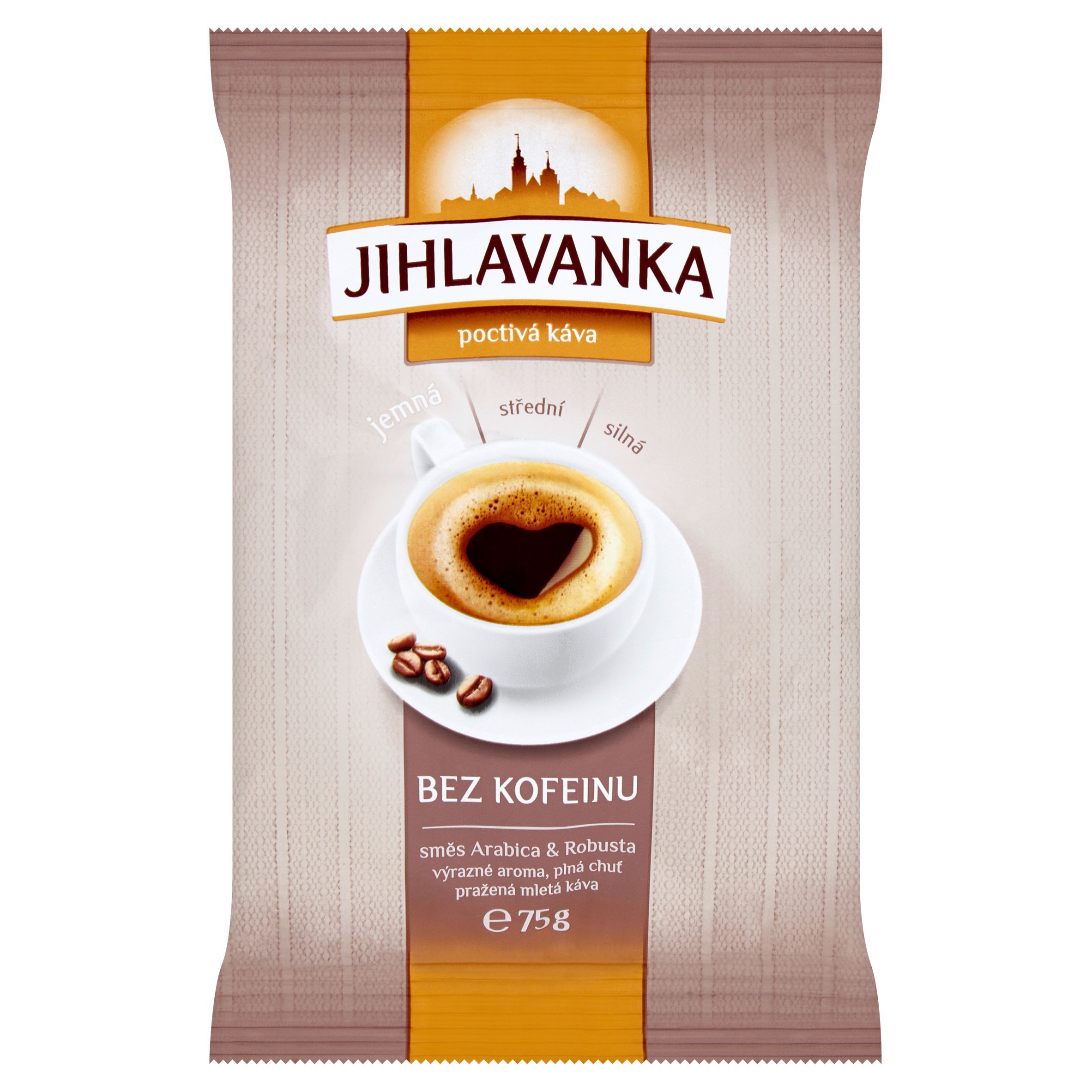 Nápoje - Jihlavanka Bez kofeinu pražená mletá káva 75 g