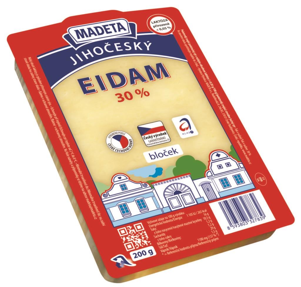 Mléčné a chlazené - Jihočeský Eidam 30% bloček 200g