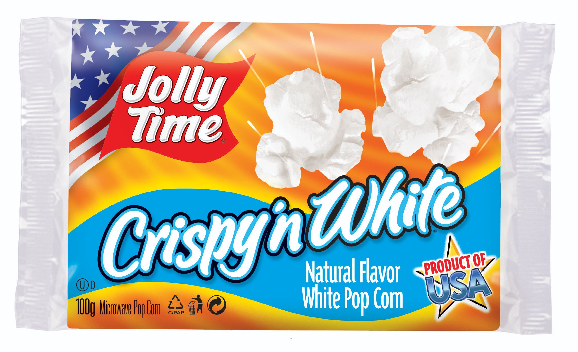 Trvanlivé potraviny - Jolly time Crispy'n White slaný popcorn 100 g