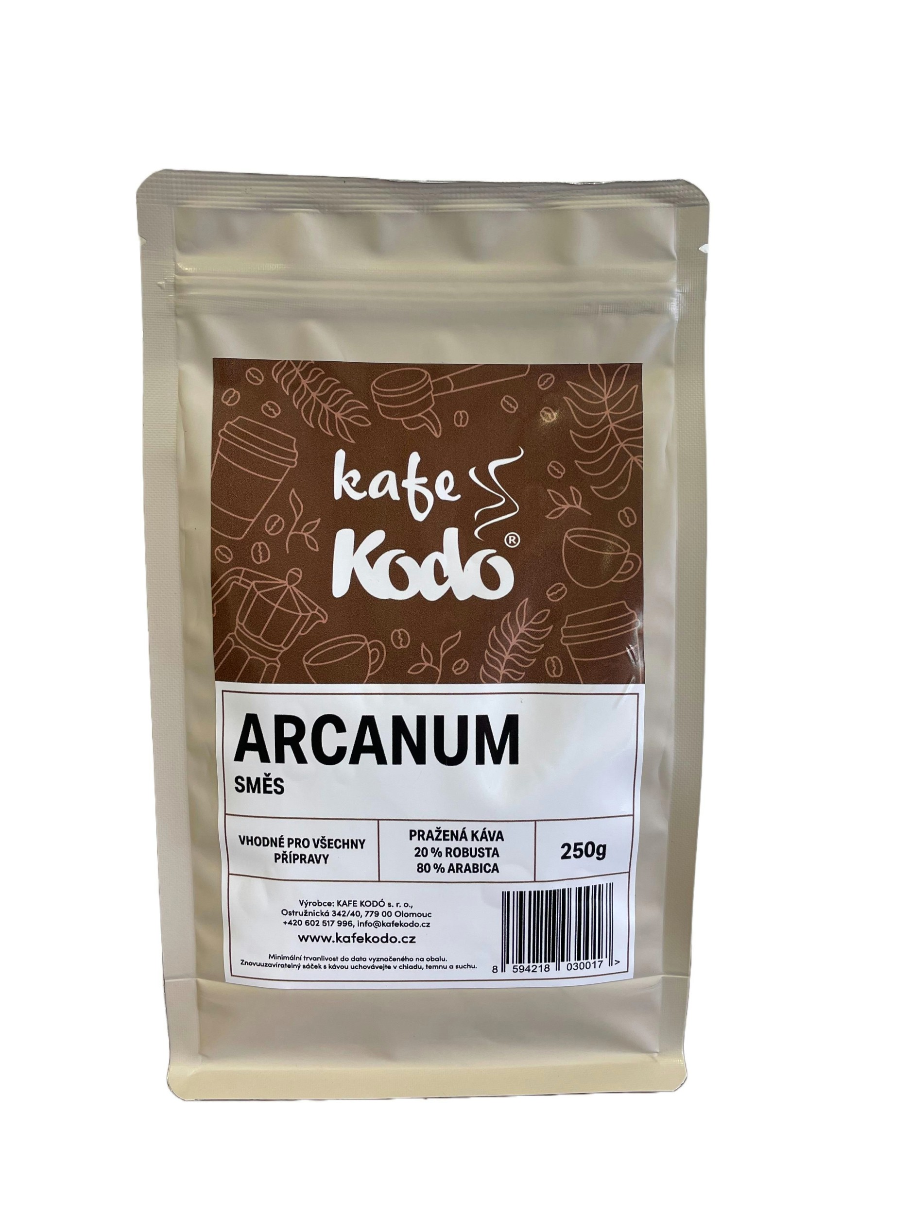 Nápoje - KAFE KODÓ Směs ARCANUM robusta a arabika 20/80 250 g