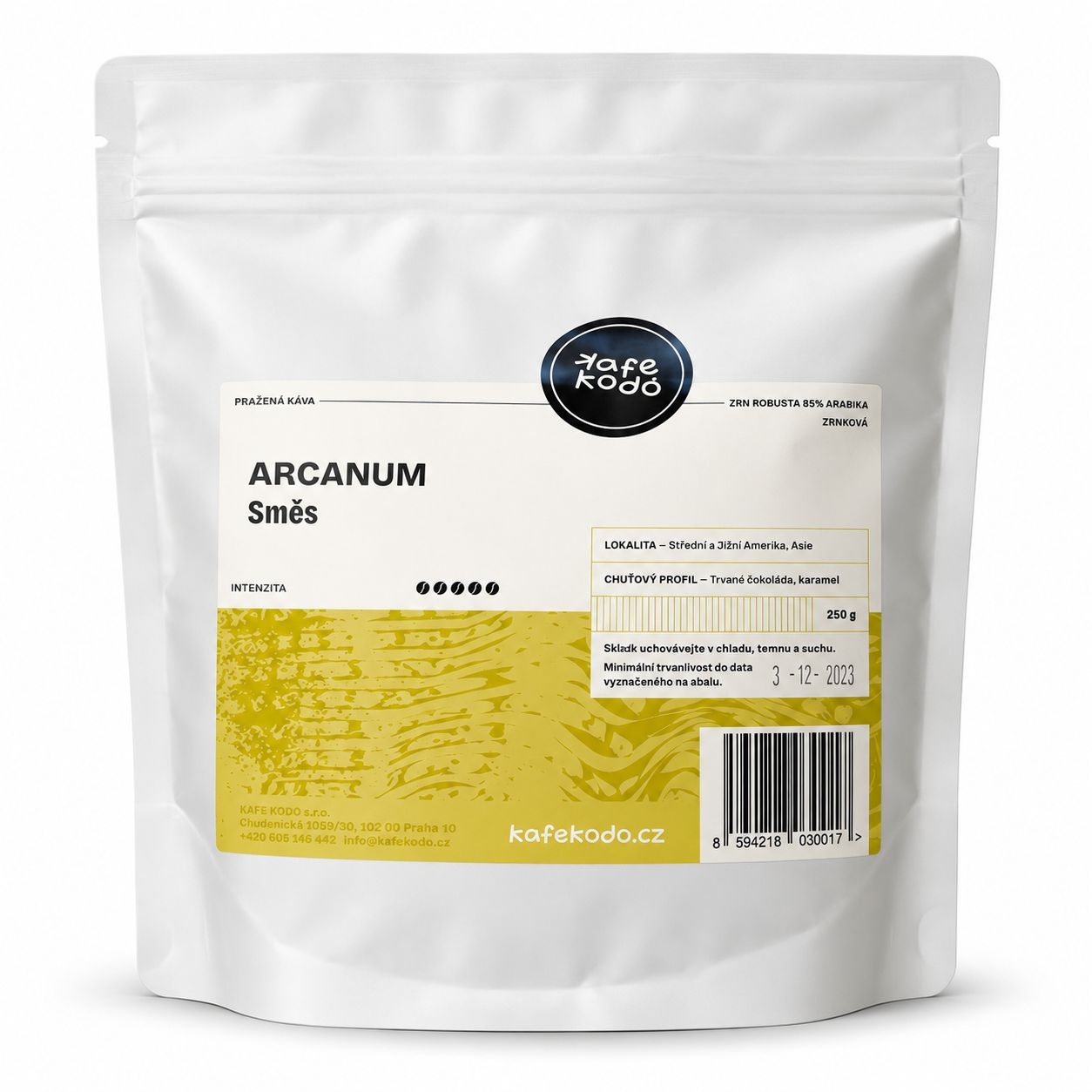 Nápoje - KAFE KODÓ Směs ARCANUM robusta a arabika 20/80 250 g