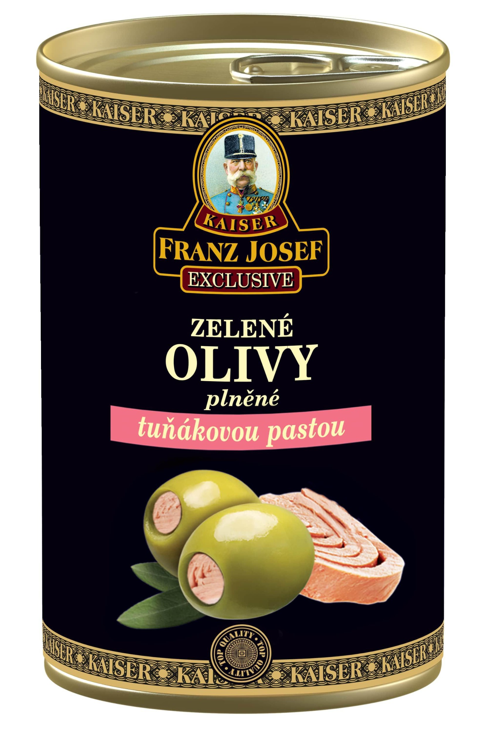 Trvanlivé potraviny - Kaiser Franz Josef Zelené olivy plněné tuňákovou pastou 300g