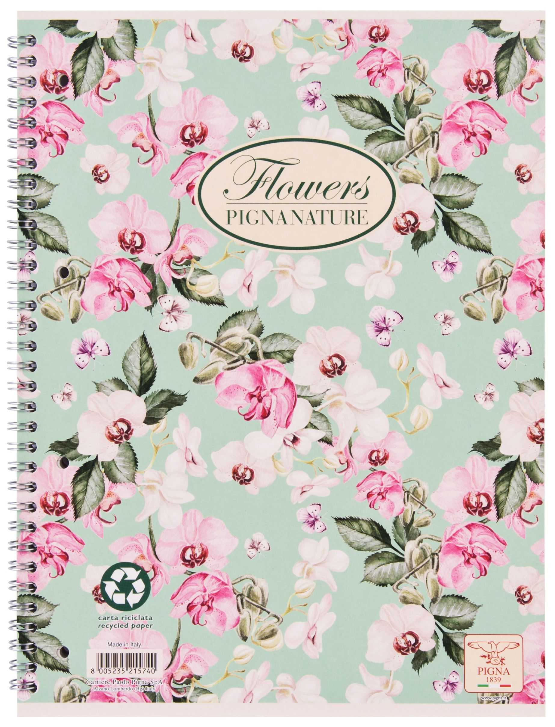 Kancelářský sešit A5 Pigna Nature Flowers 1ks, různé motivy-3
