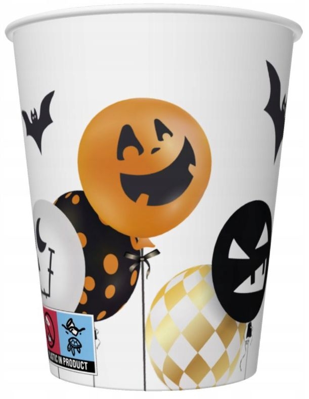 Kelímky Halloween 250ml, 8x, balónky
