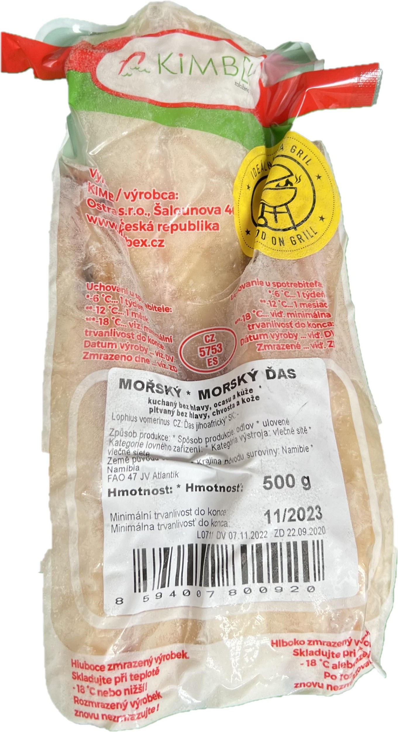Mražené potraviny - Kimbex Ďas jihoafrický kuchaný bez hlavy a kůže mražený 500g