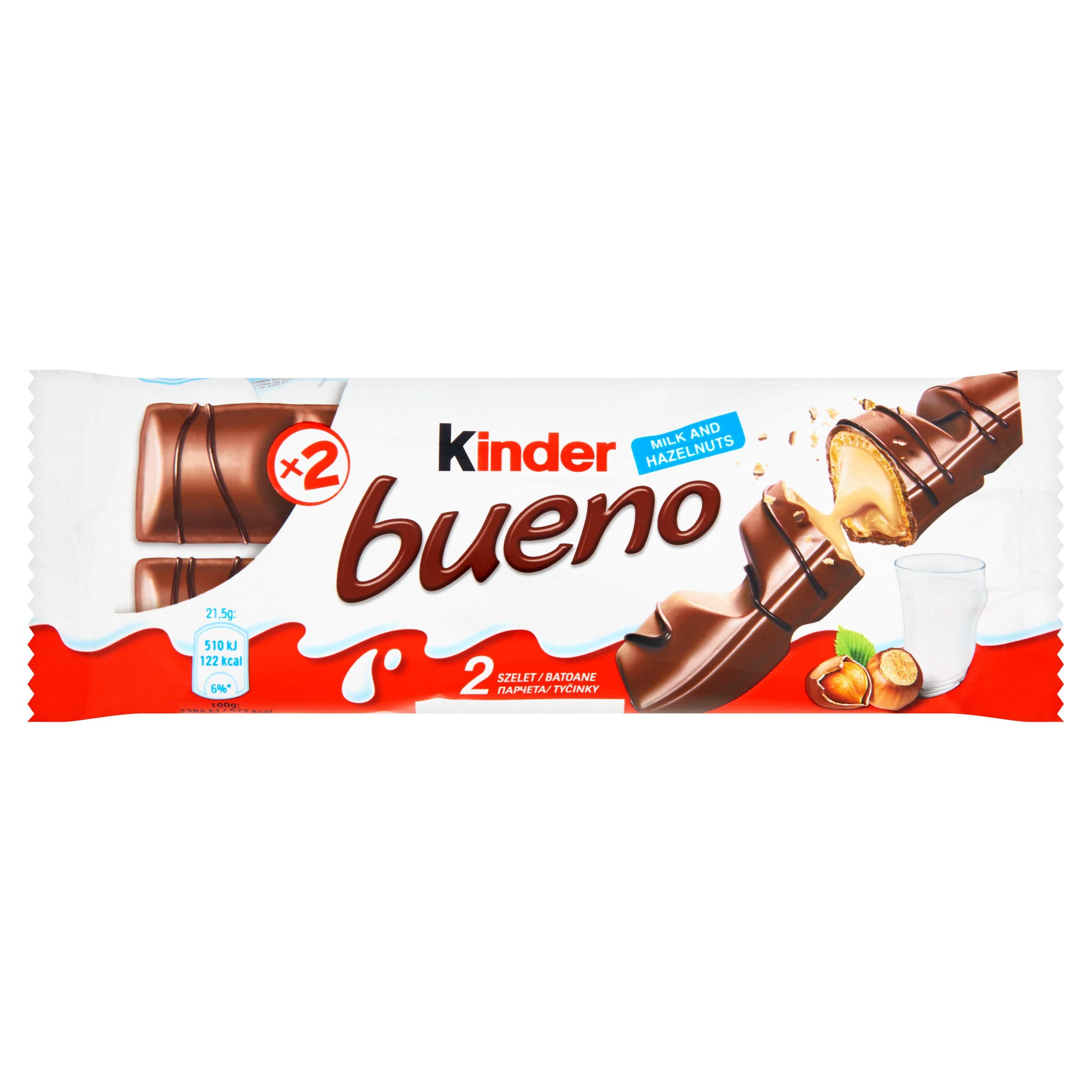 Trvanlivé potraviny - Kinder Bueno Oplatka s čokoládovou polevou a mléčnou lískooříškovou náplní 2x21,5 g
