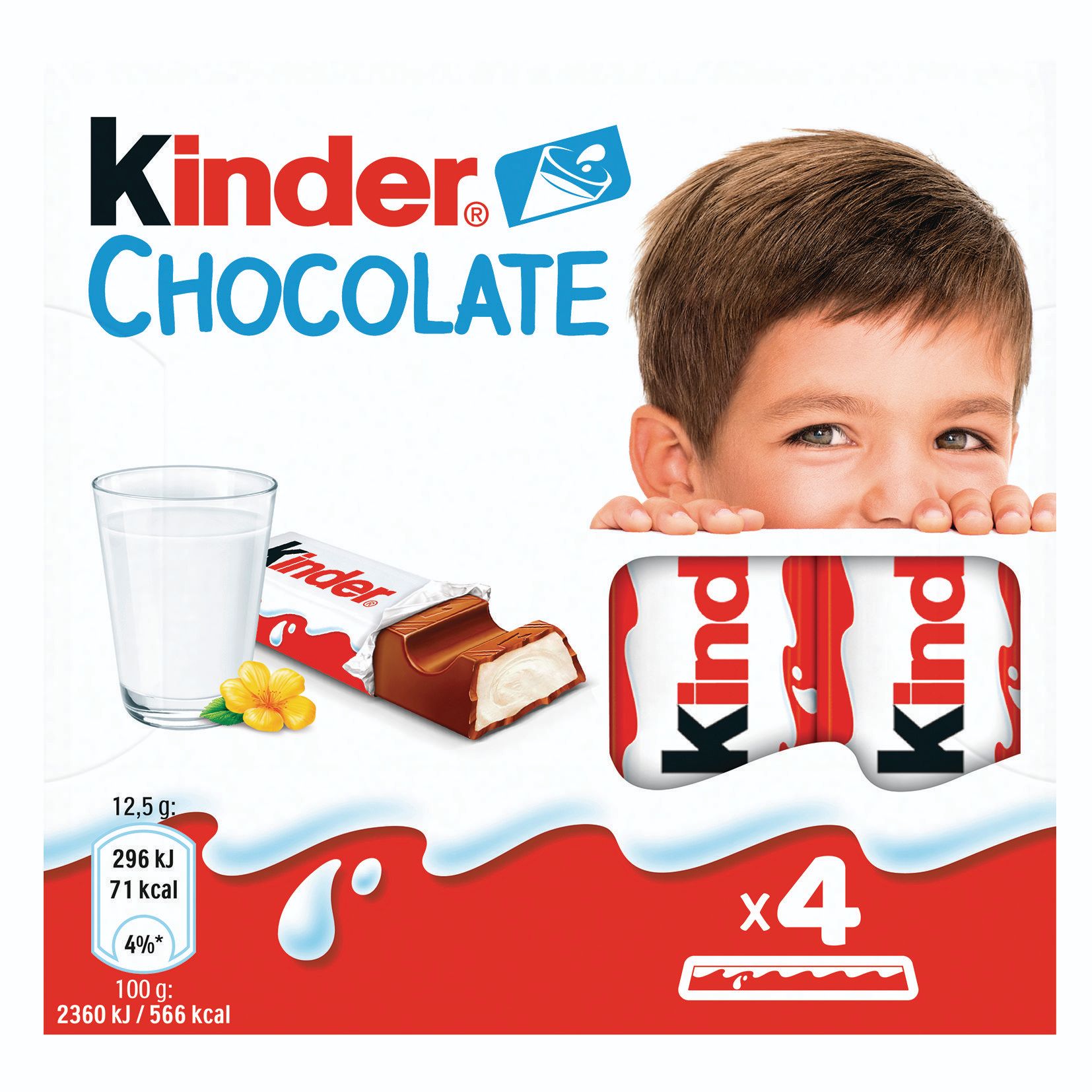 Trvanlivé potraviny - Kinder Chocolate Tyčinky z mléčné čokolády s mléčnou náplní 4x12,5 g