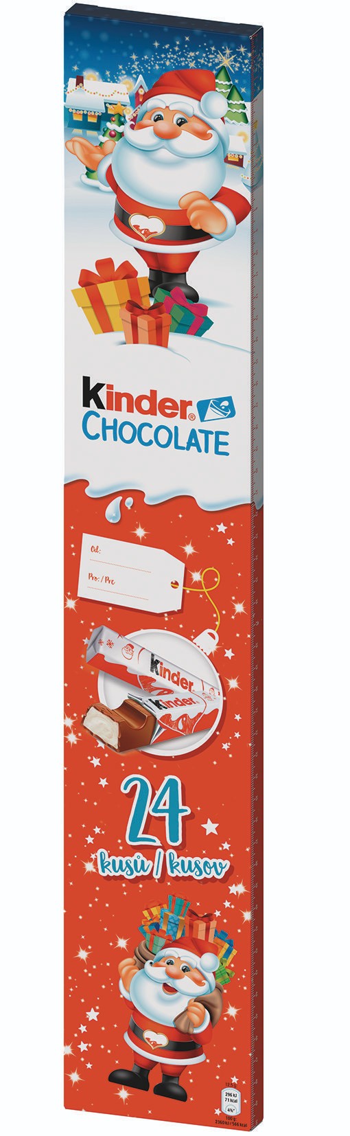 Trvanlivé potraviny - Kinder Chocolate Tyčinky z mléčné čokolády s mléčnou náplní, různé motivy 24 ks 300g