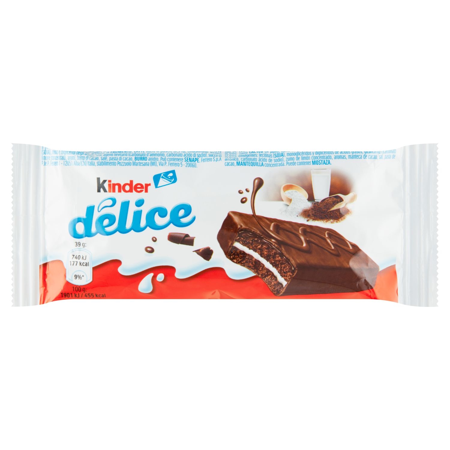 Trvanlivé potraviny - Kinder Delice Jemné pečivo s kakaem a mléčnou náplní 39g