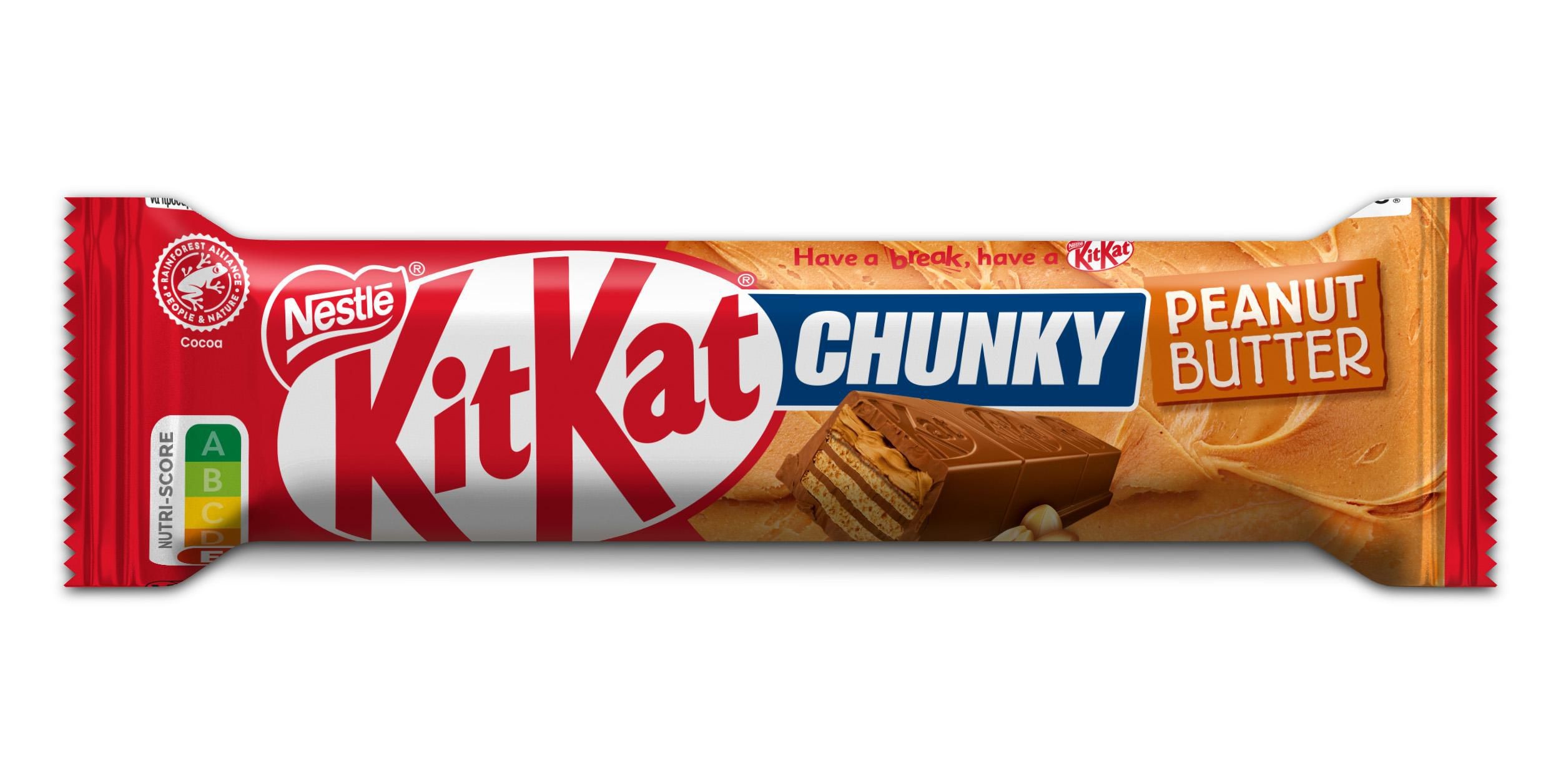 Trvanlivé potraviny - KitKat chunky Oplatka v mléčné čokoládě plněna arašídovým krémem 42 g
