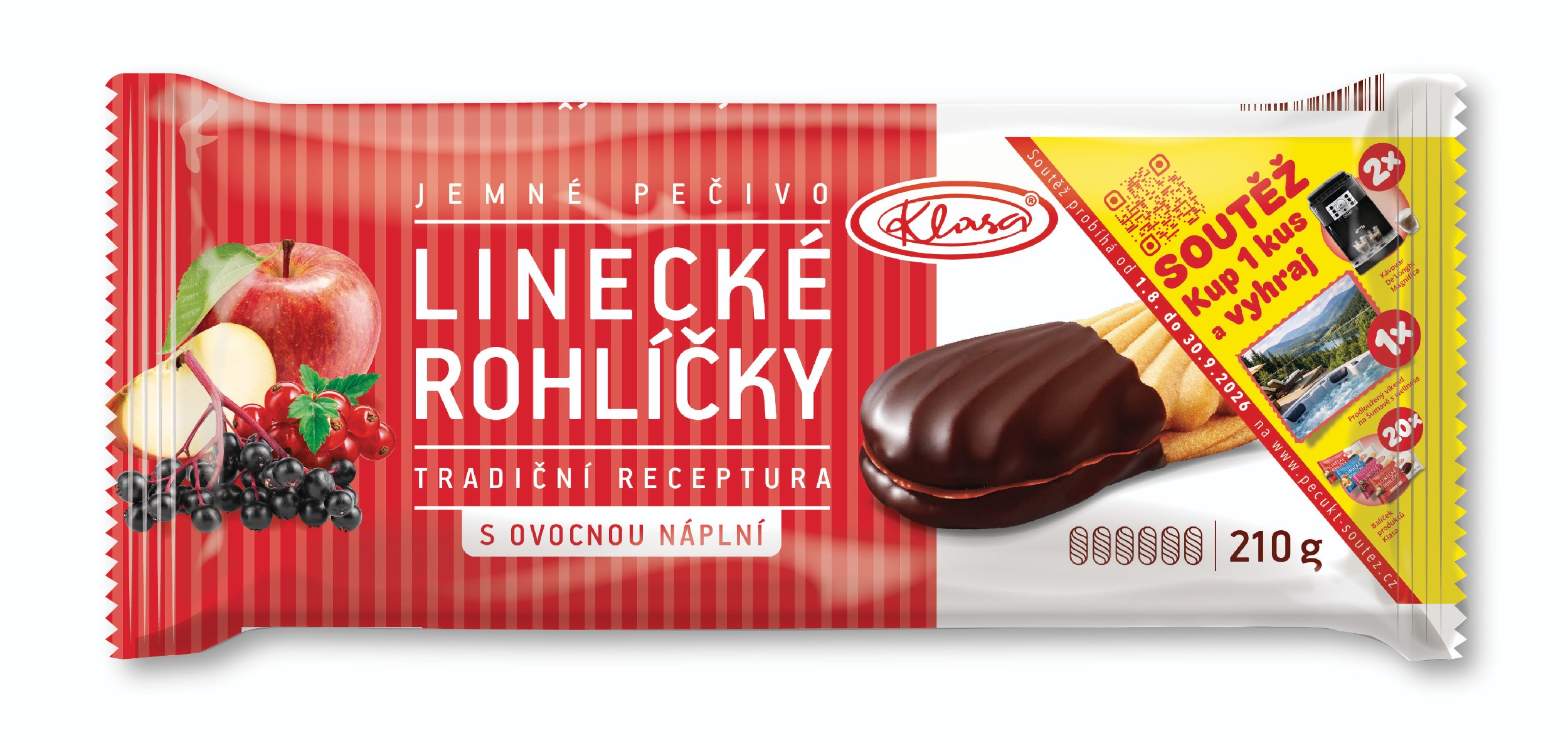 TOP produkty - Klasa Linecké rohlíčky polomáčené s ovocnou náplní 210 g