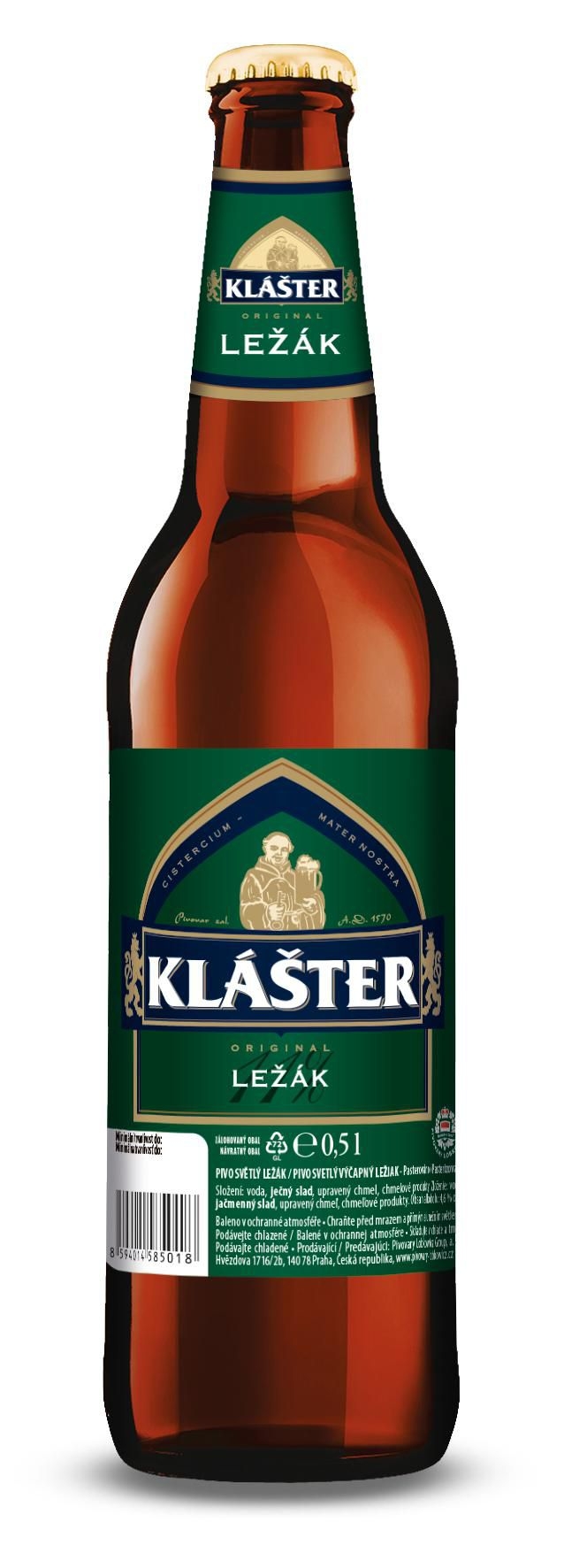 Nápoje - Klášter Ležák 11° pivo 0,5 l
