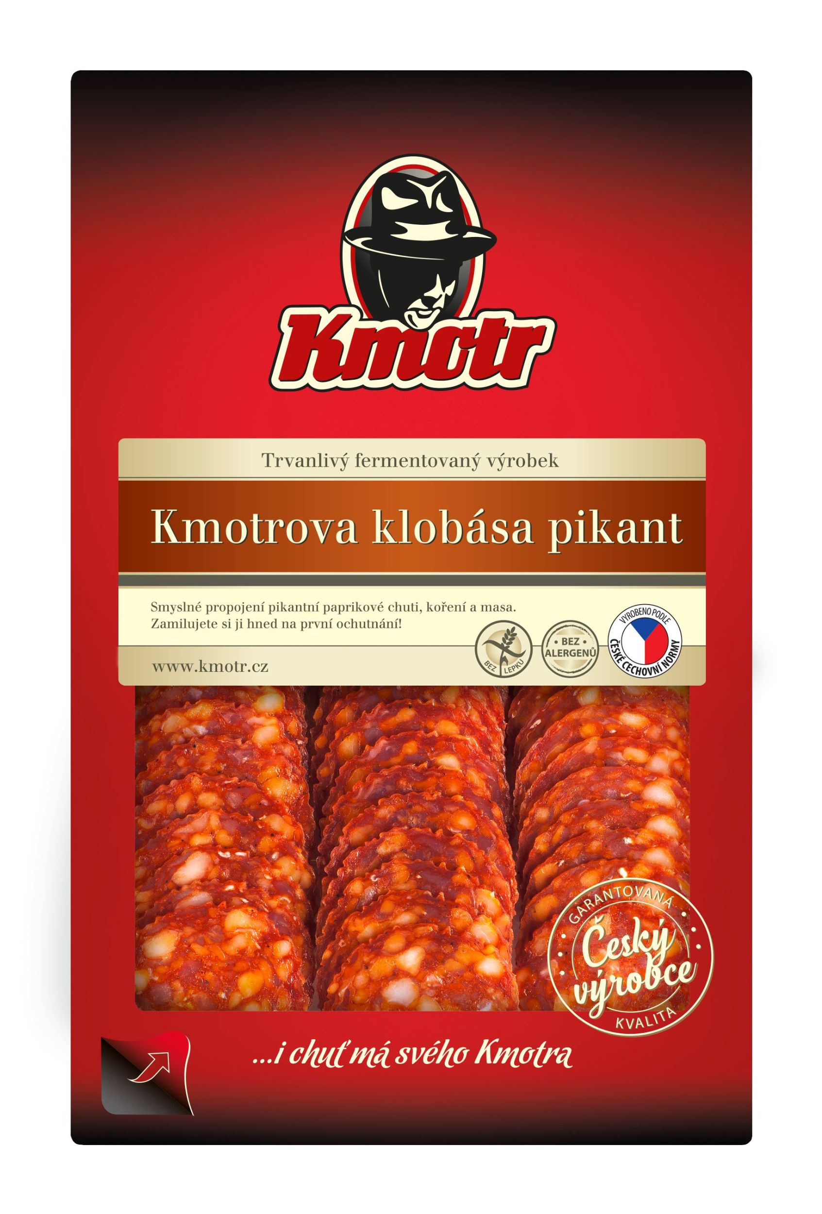 Uzeniny a lahůdky - Kmotr Kmotrova klobása pikant krájená 75 g
