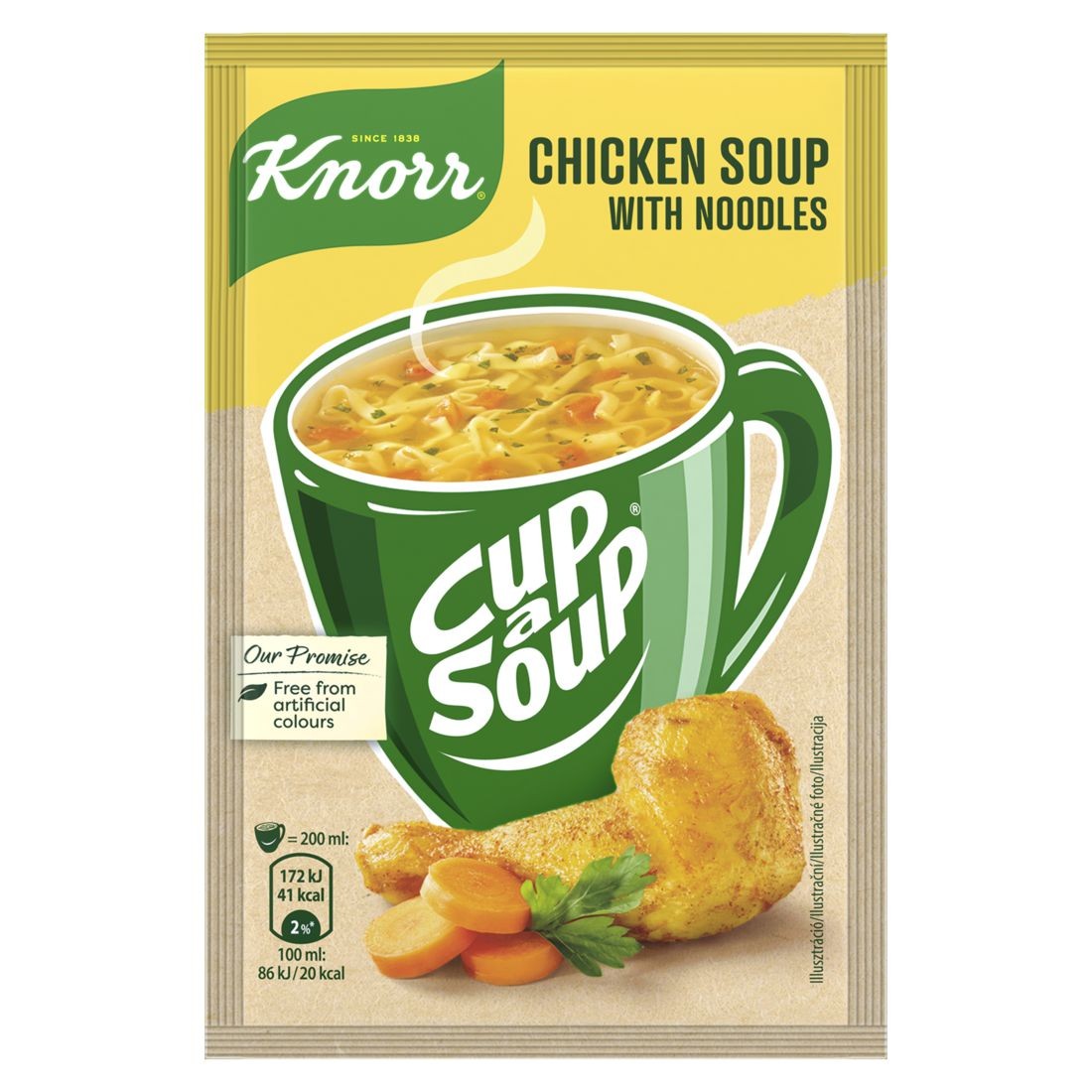 Trvanlivé potraviny - Knorr Cup a Soup Kuřecí instantní polévka s nudlemi 12 g