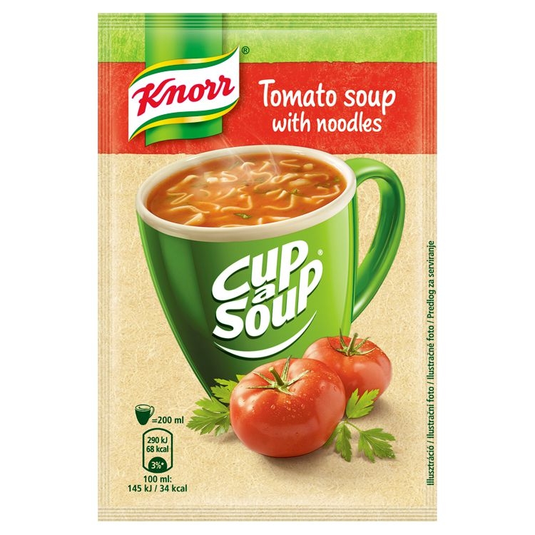 Trvanlivé potraviny - Knorr Cup a Soup Rajská instantní polévka s nudlemi 19 g