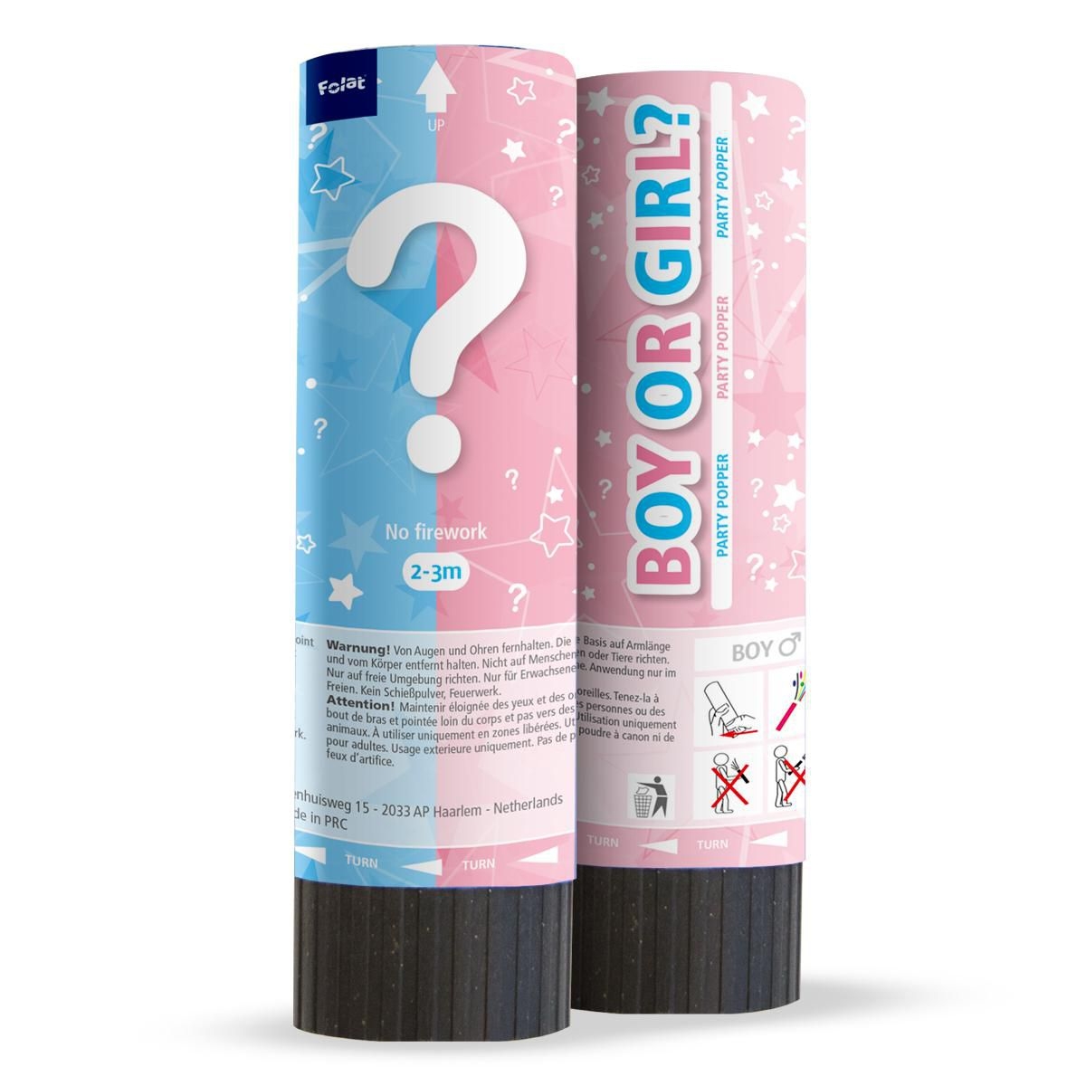 Svět dětí - Konfety vystřelovací Gender reveal, 15cm, mix barev