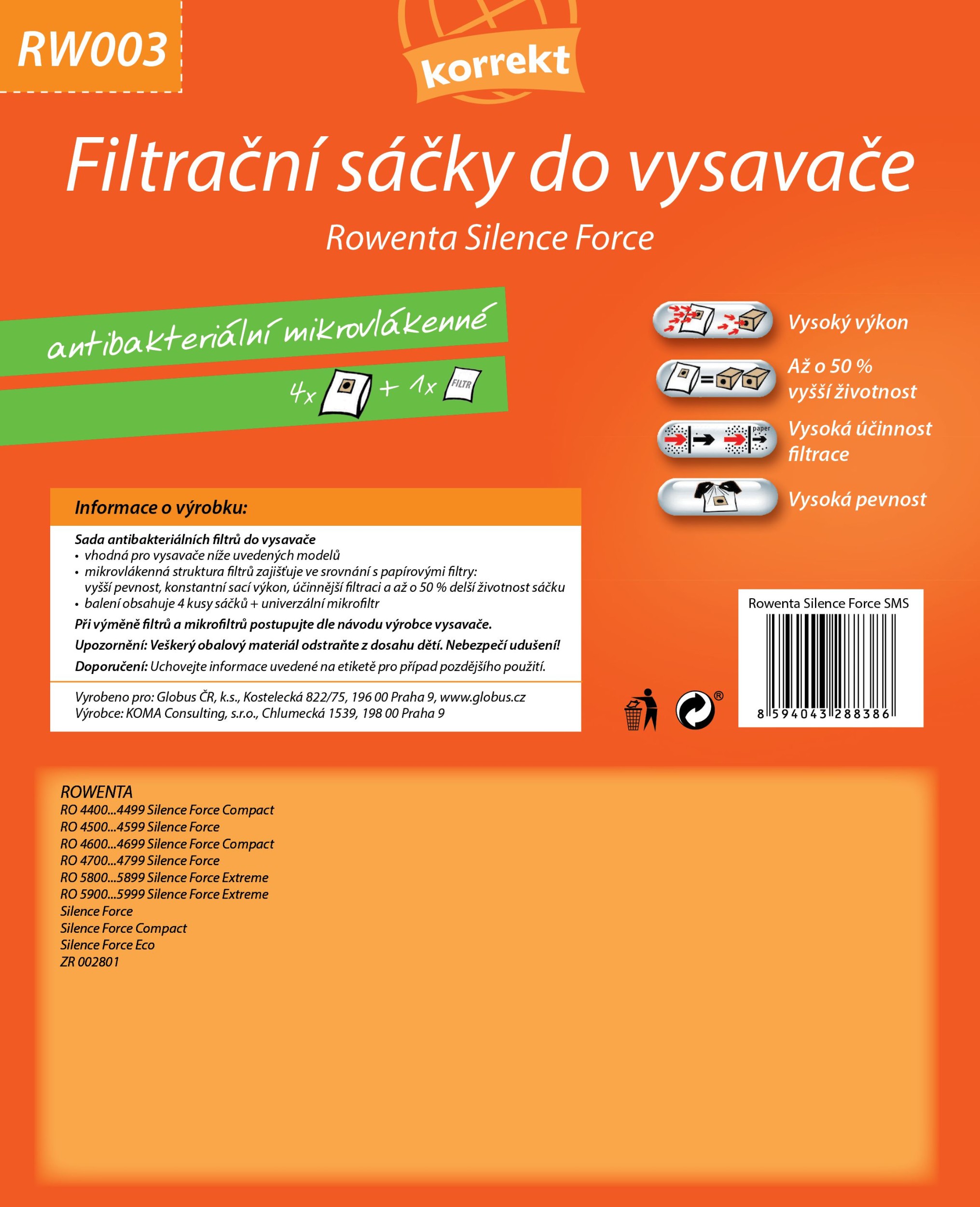 Elektro - Korrekt Sáčky do vysavače RW003 - Rowenta Silence Force