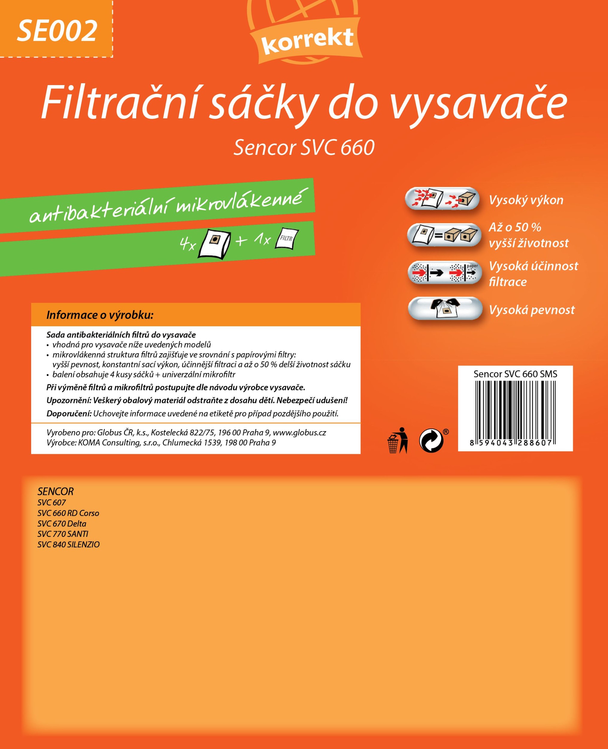 Elektro - Korrekt Sáčky do vysavače SE002 -  Sencor SVC 660