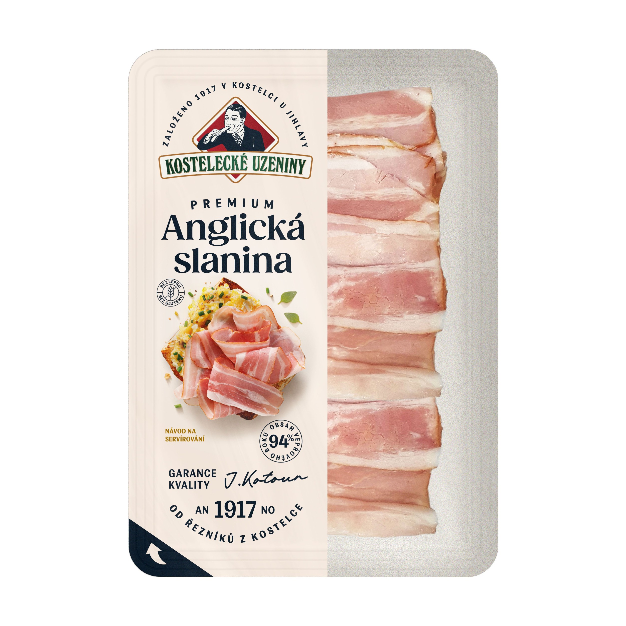 Uzeniny a lahůdky - Kostelecké Uzeniny Anglická slanina Premium 100g