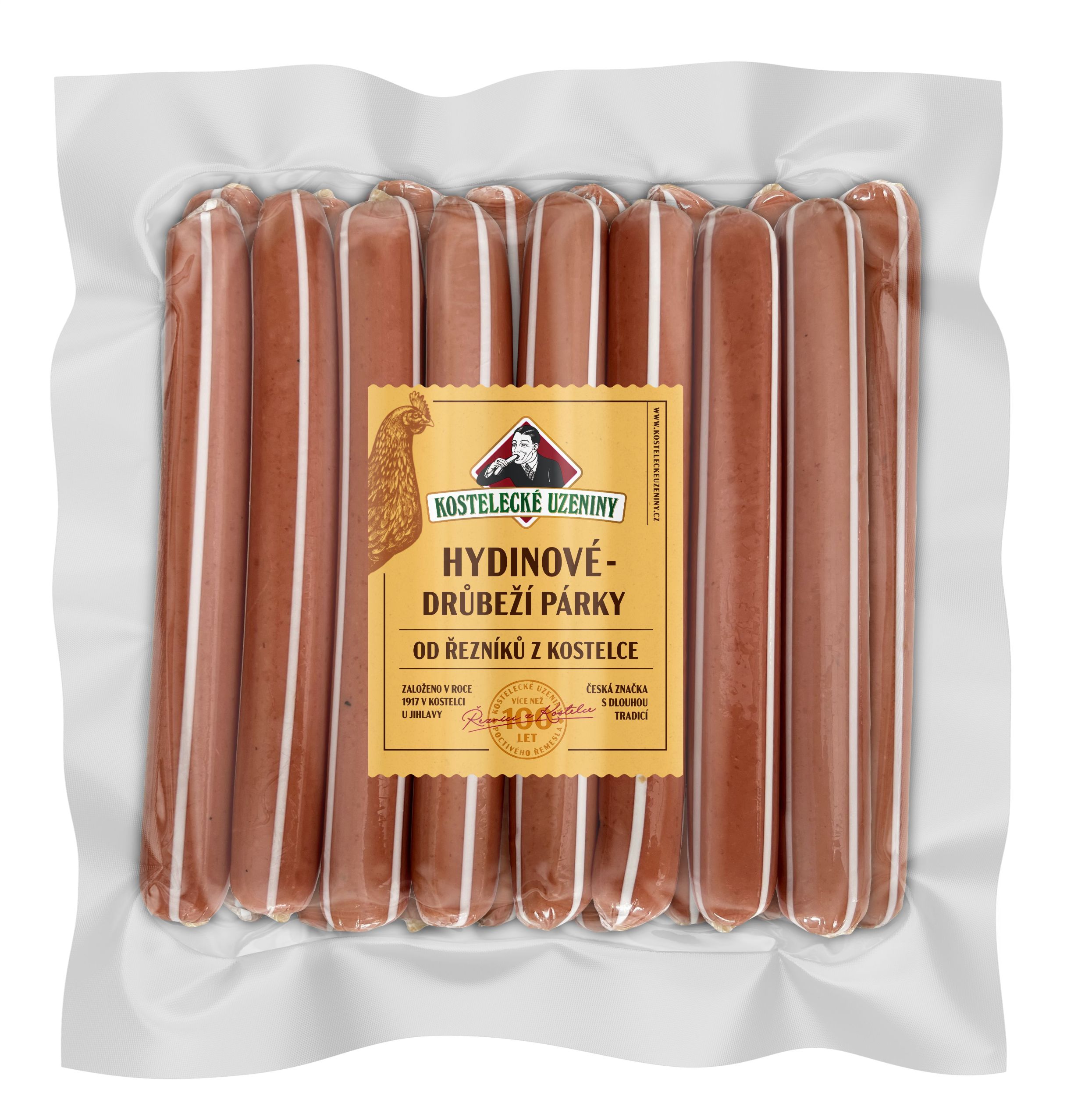 Uzeniny a lahůdky - Kostelecké uzeniny Hydinové  - Drůbeží párky 1000g