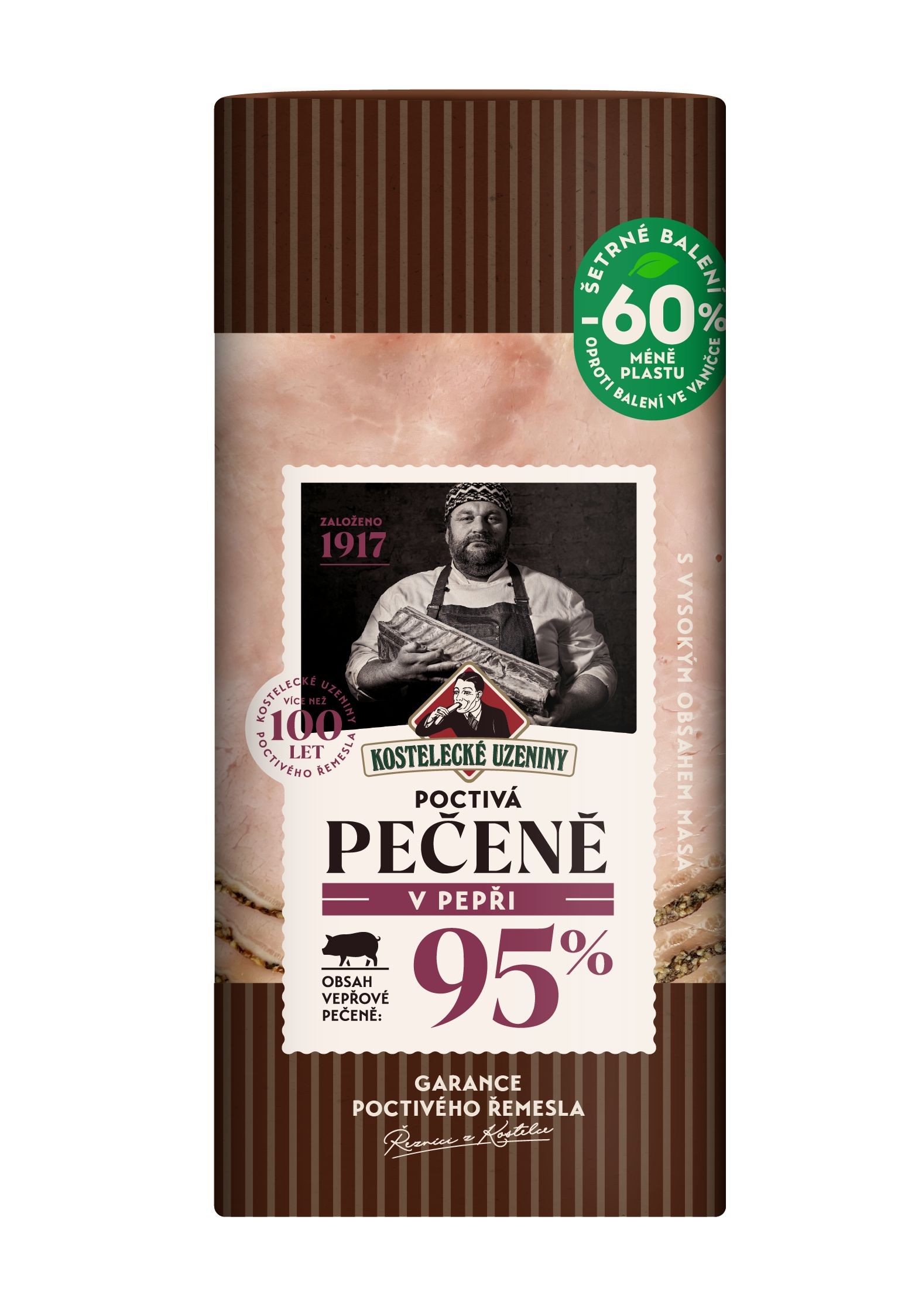 Uzeniny a lahůdky - Kostelecké Uzeniny Poctivá pečeně v pepři 100g